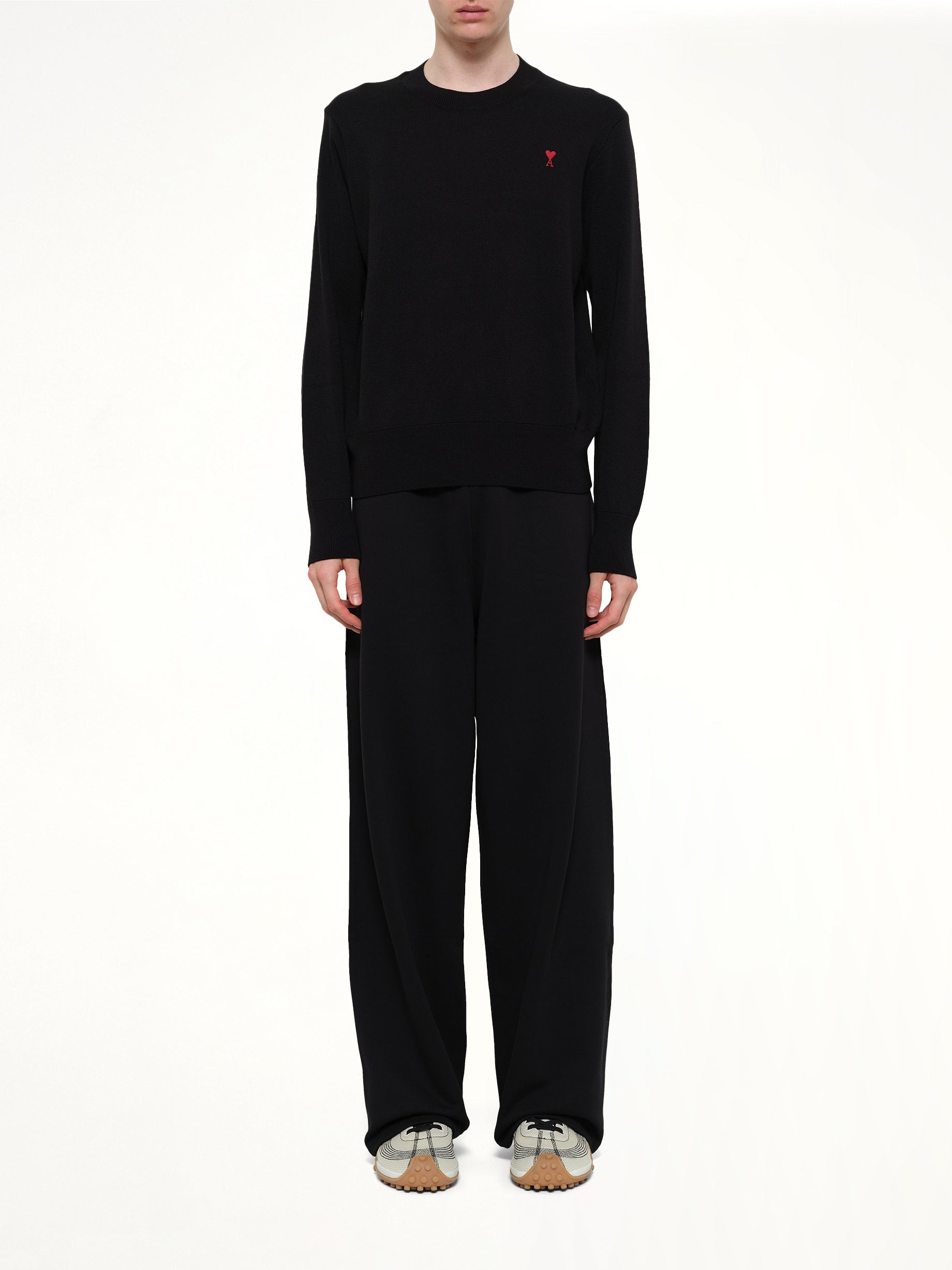 AMI PARIS Small ADC Sweater in Black Model View from MARAIS