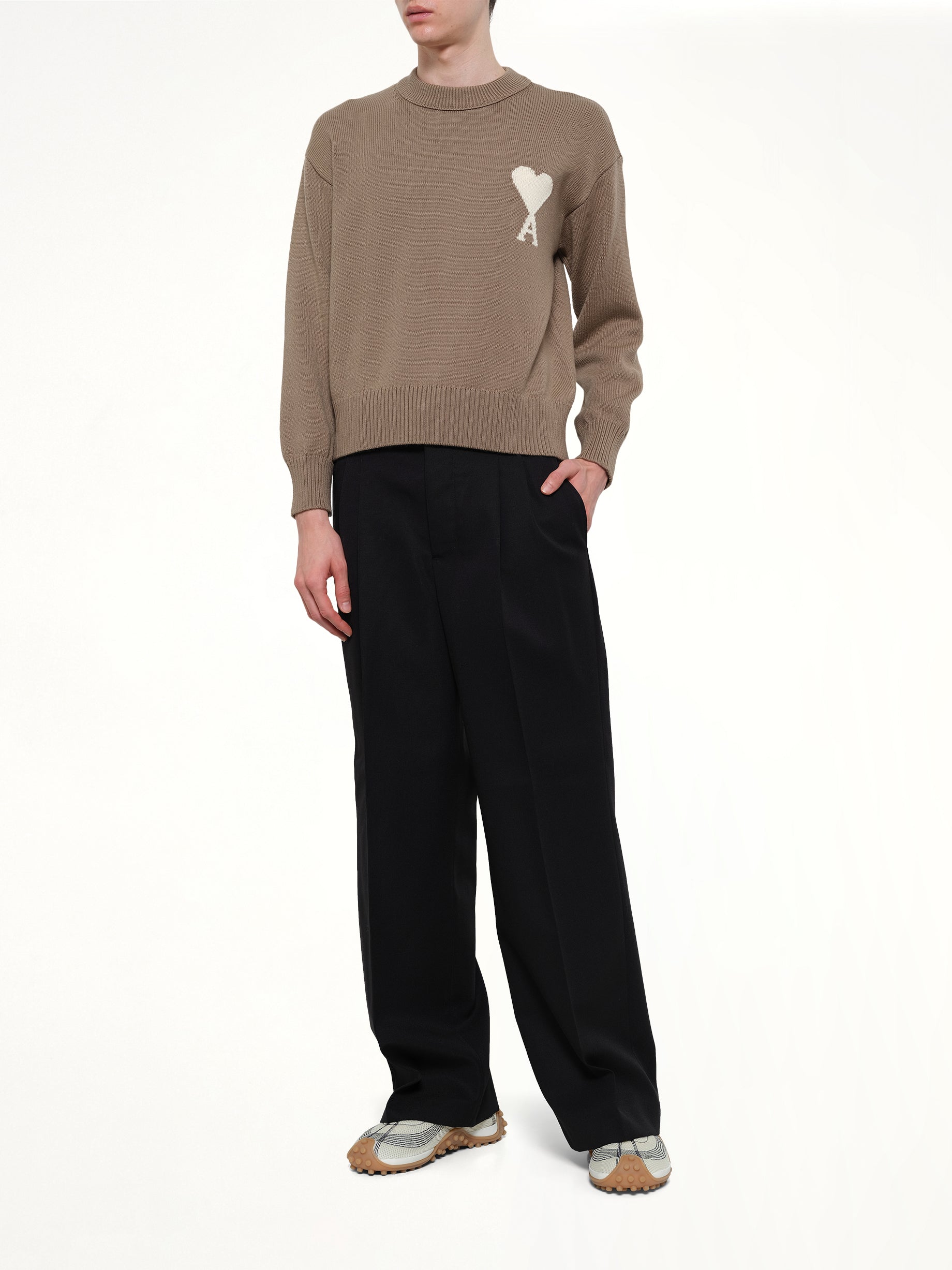 AMI PARIS , Low Waist Wide Trouser in Black Full Reference from MARAIS