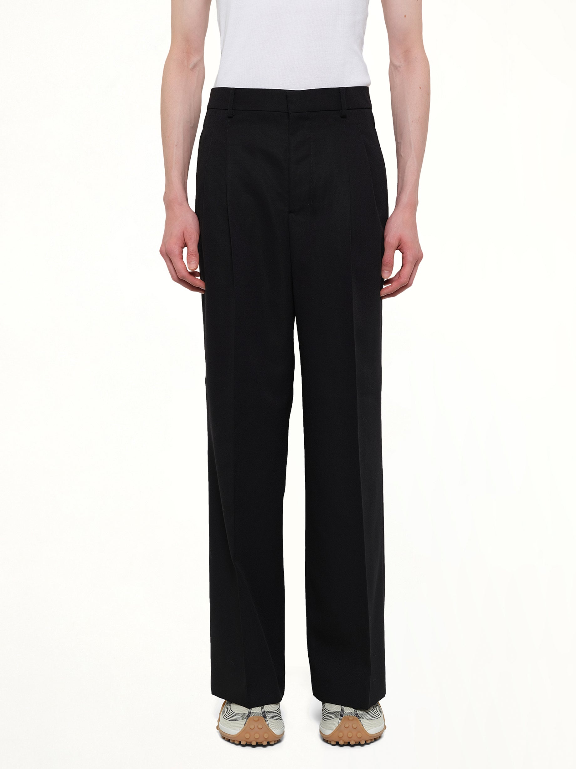 Low Waist Wide Trouser in Black