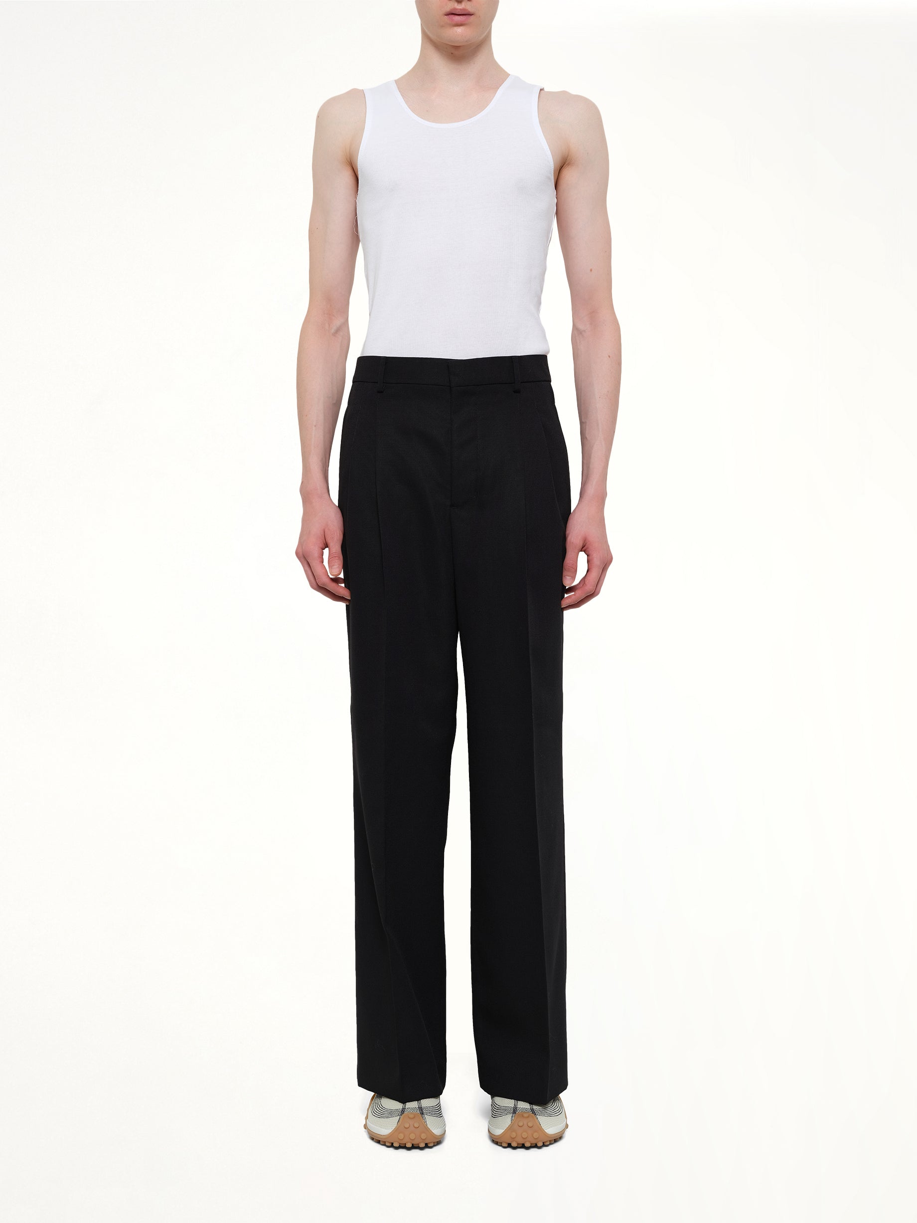 AMI PARIS , Low Waist Wide Trouser in Black Model View from MARAIS