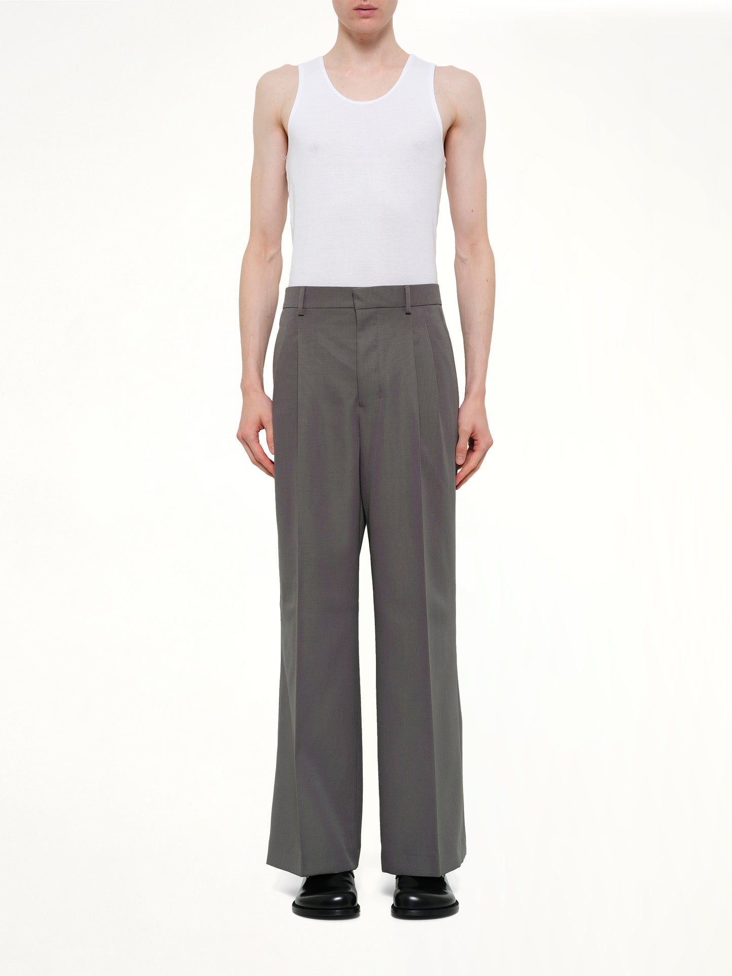 Low Waist Wide Trouser in Carbon