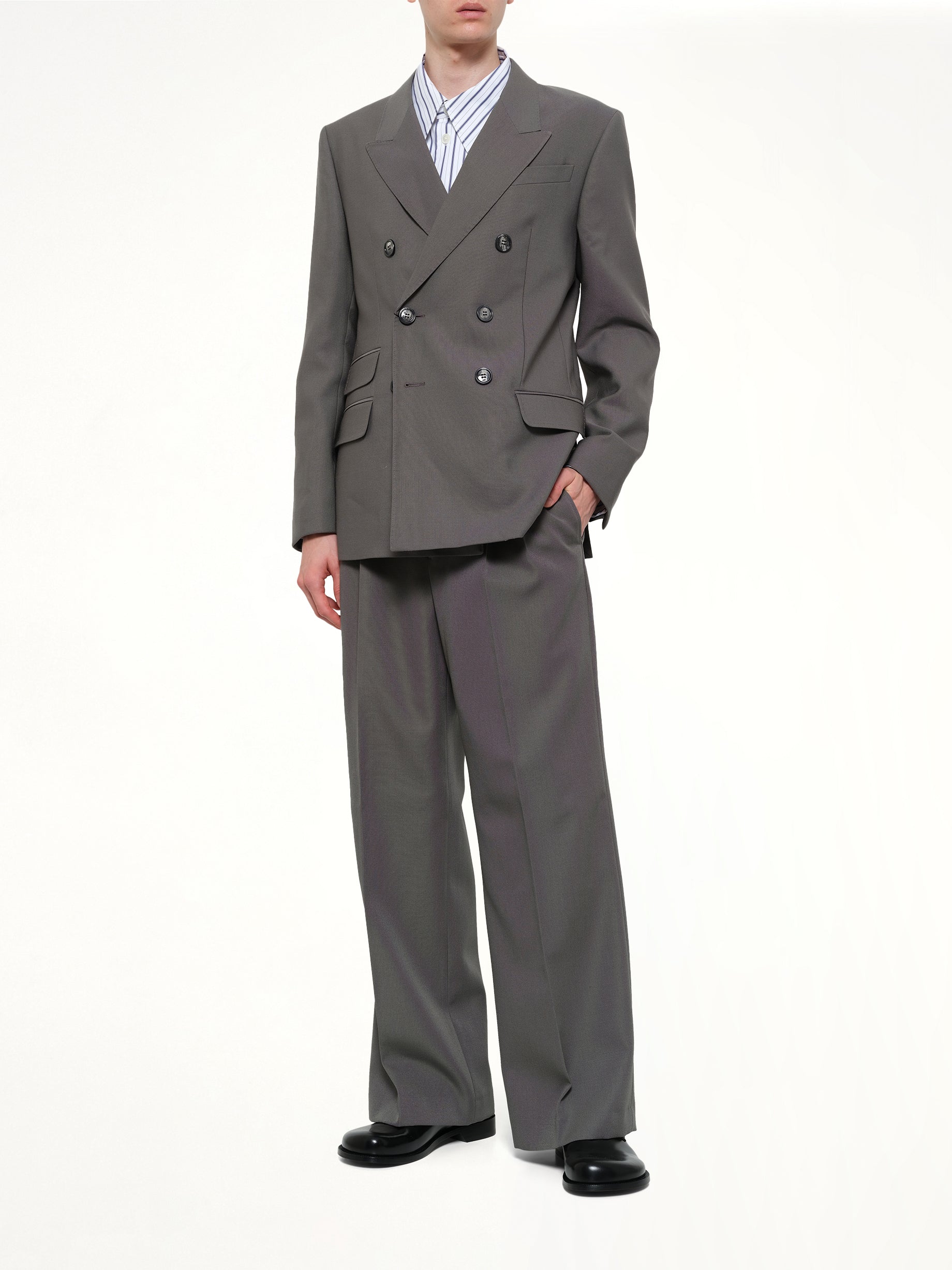 AMI PARIS Low Waist Wide Trouser in Carbon Full Reference from MARAIS