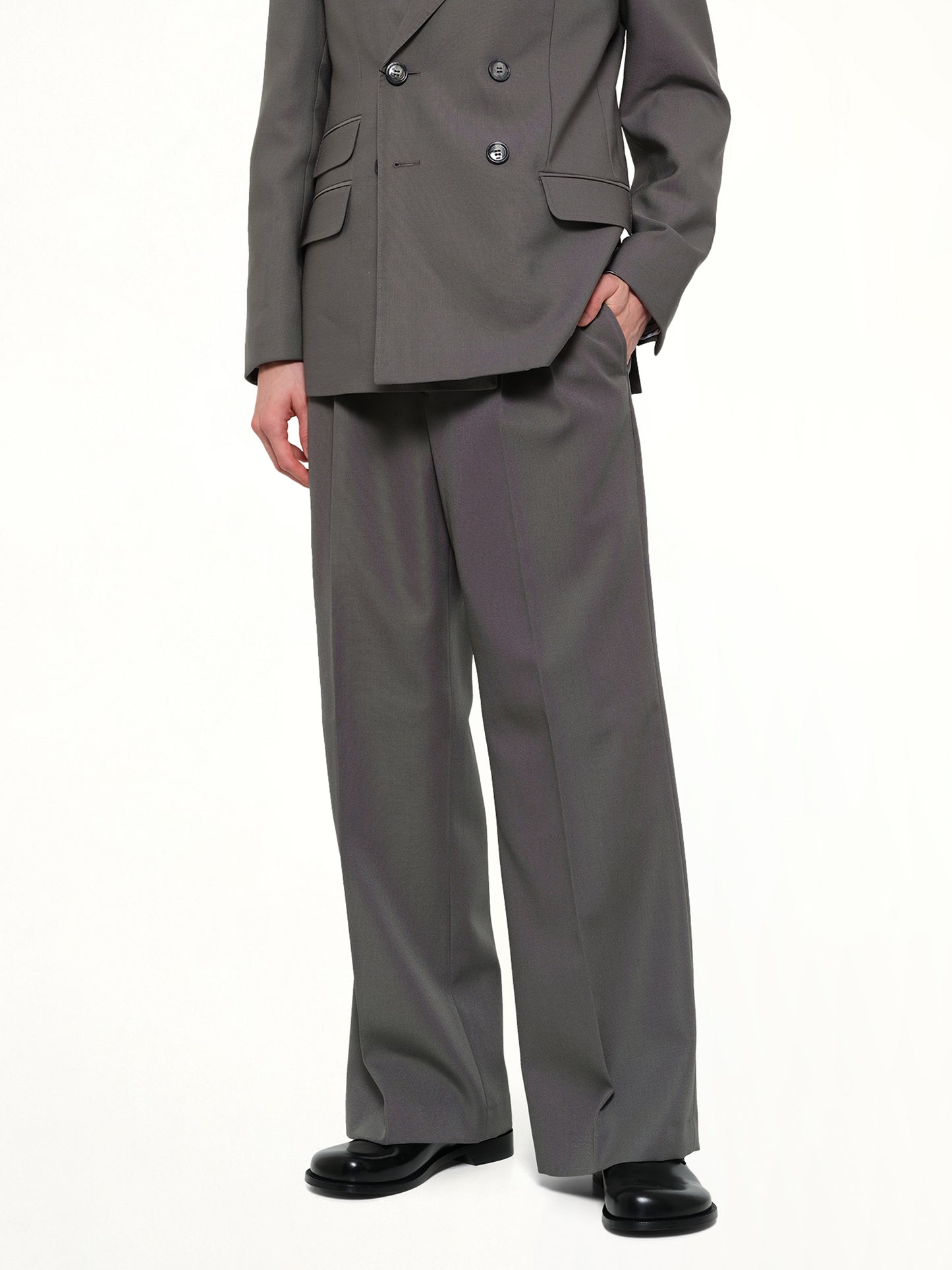 Low Waist Wide Trouser in Carbon