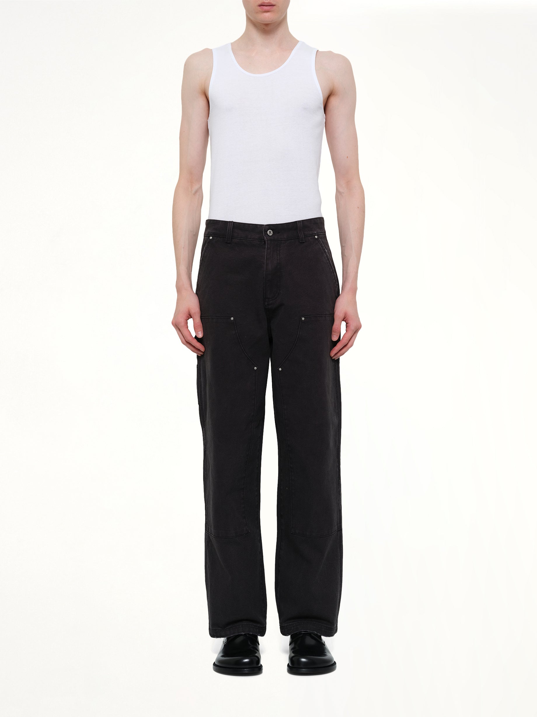 REPRESENT Worker Pant in Washed Black Model View from MARAIS