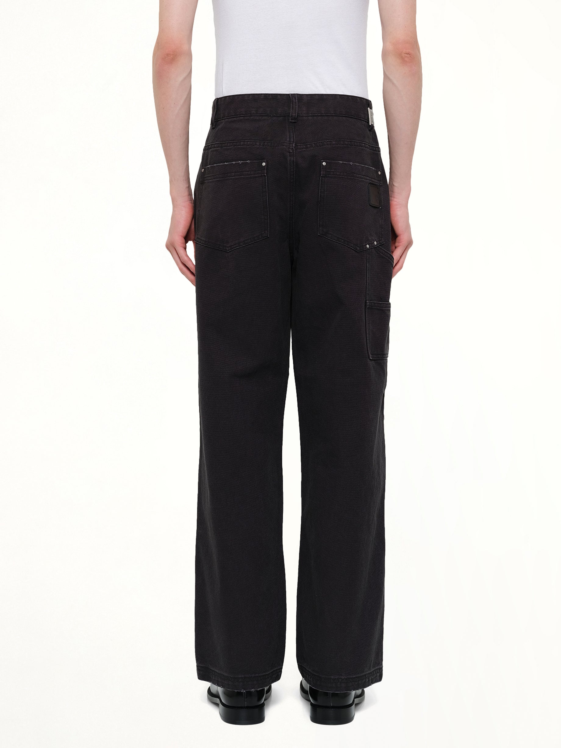 REPRESENT Worker Pant in Washed Black Back View from MARAIS