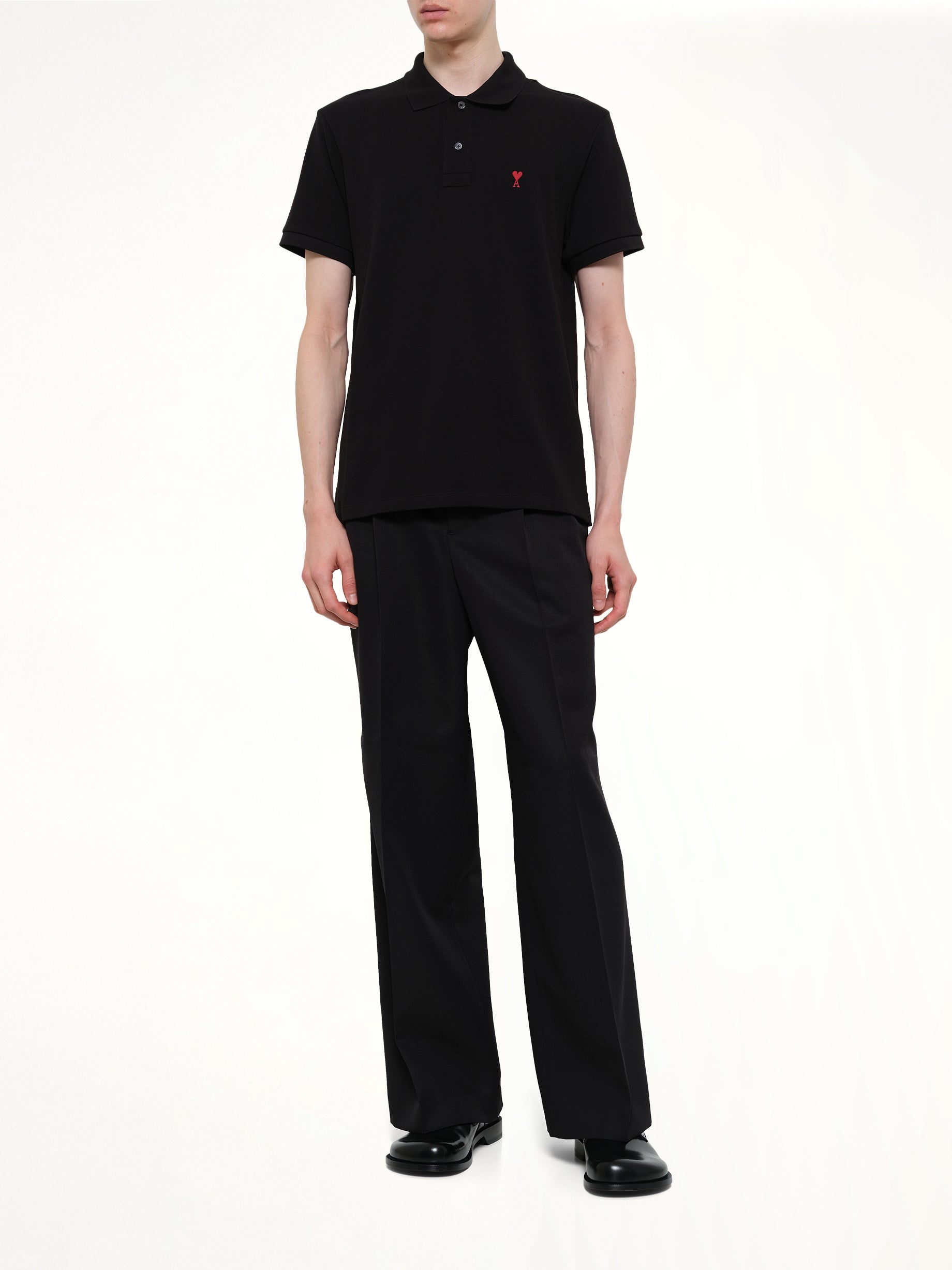 AMI PARIS Red Ami De Coeur Polo in Black Full Reference from MARAIS