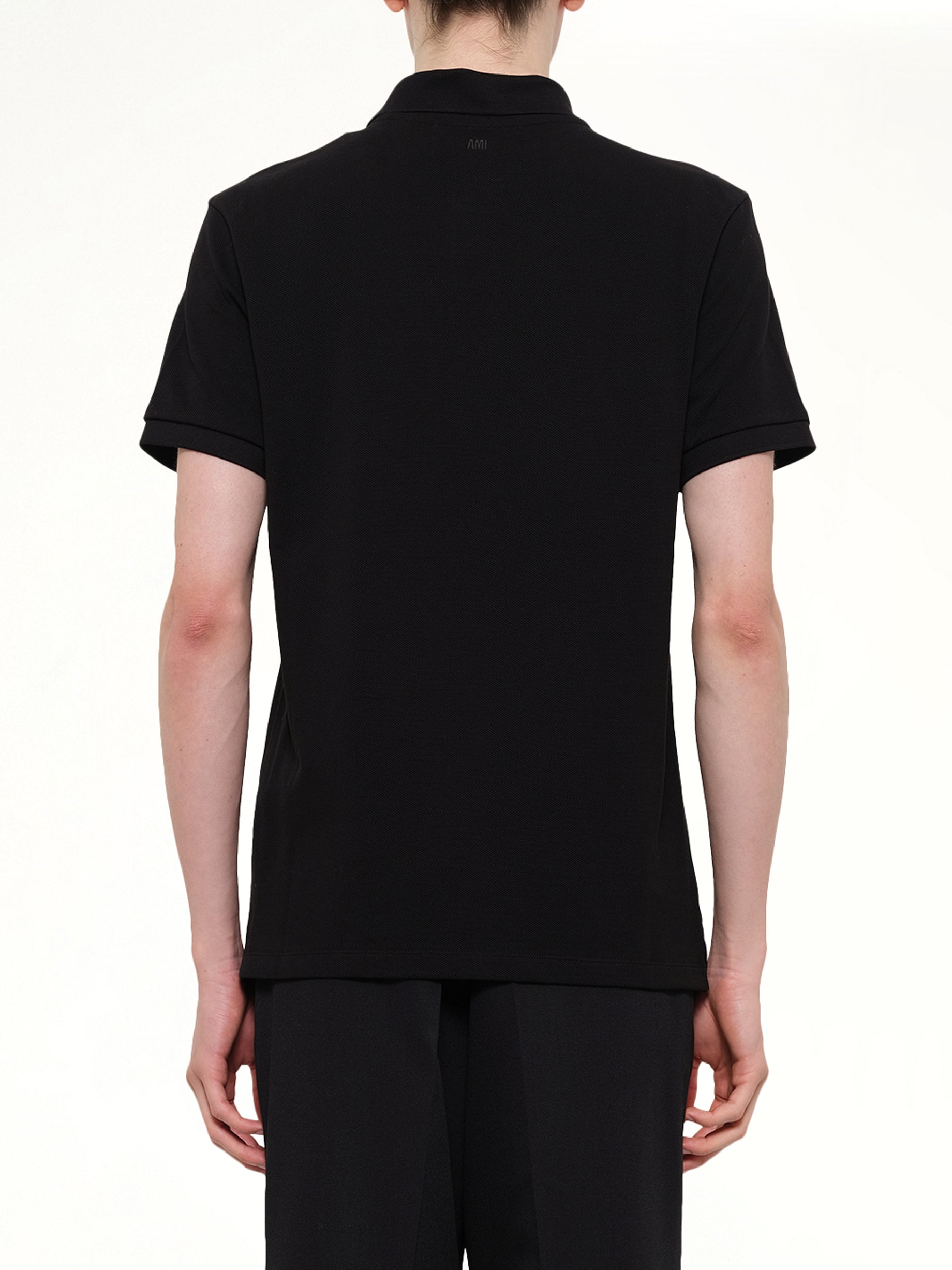 AMI PARIS Red Ami De Coeur Polo in Black Back View from MARAIS