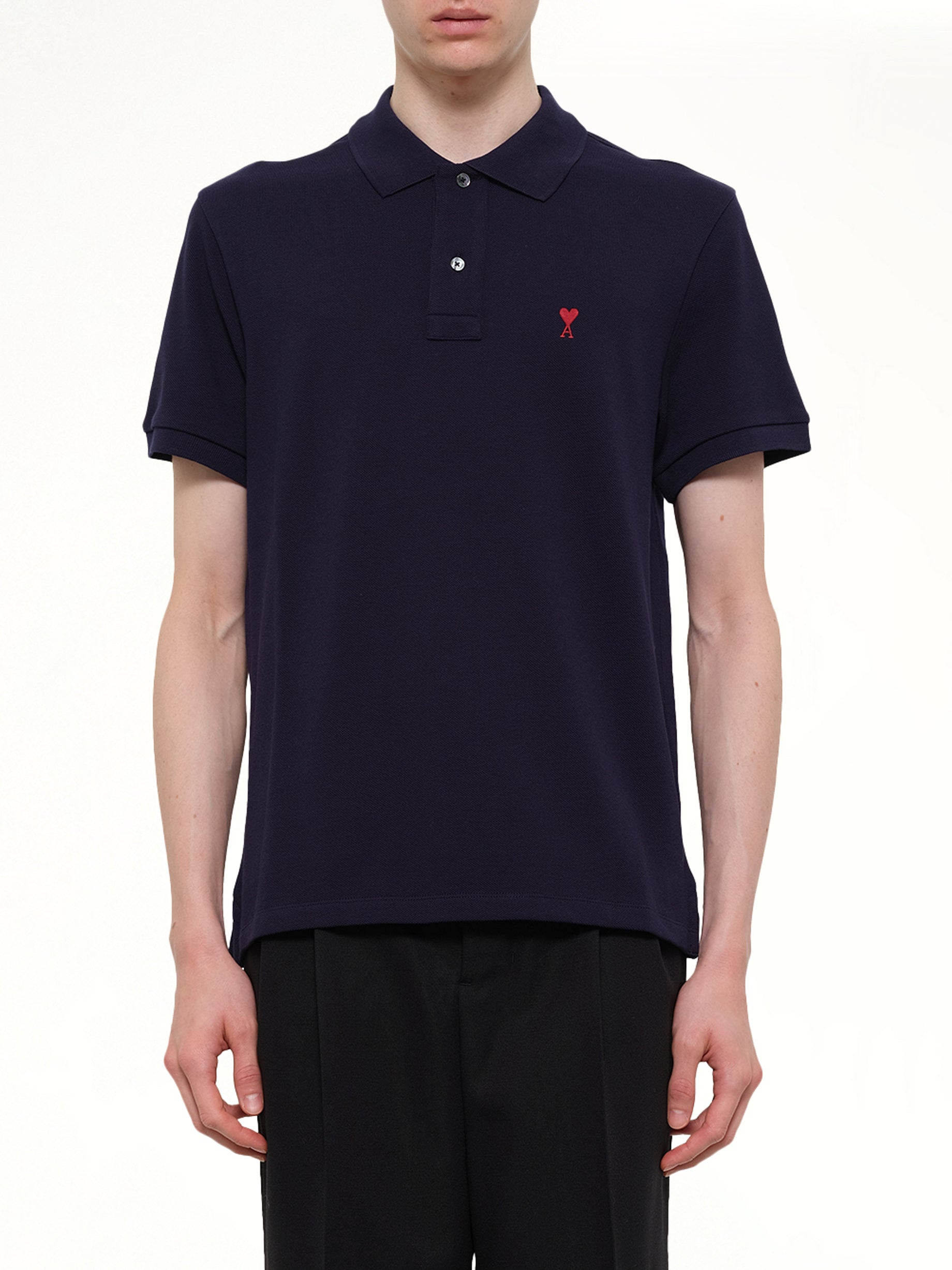 Red Ami De Coeur Polo in Navy