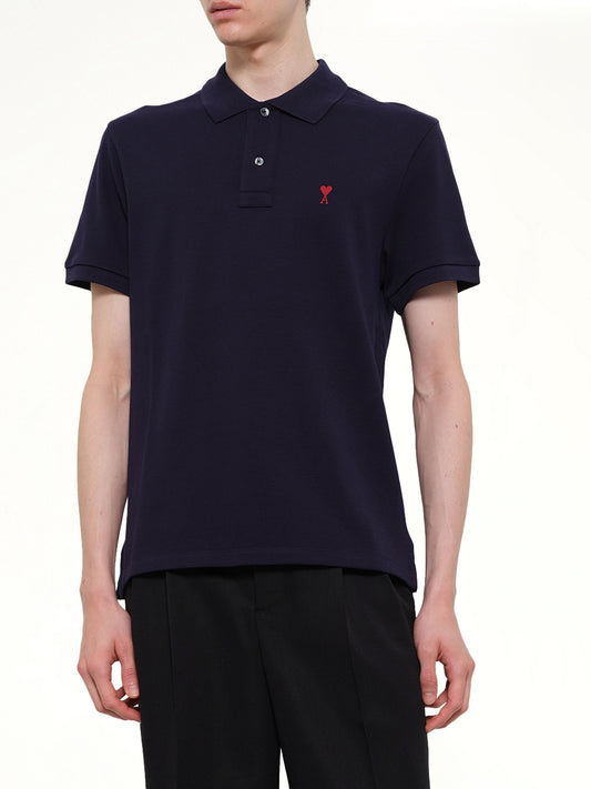 Red Ami De Coeur Polo in Navy