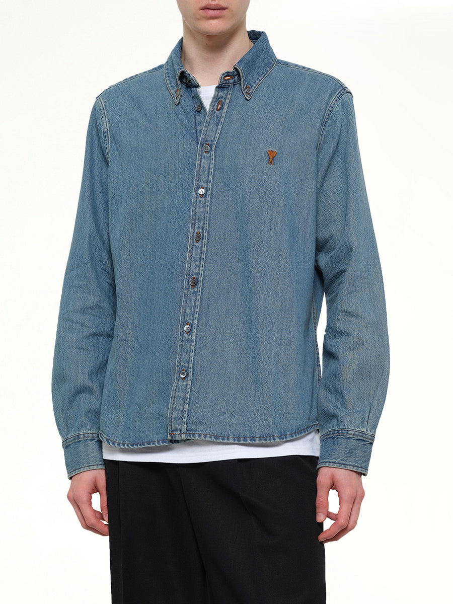 Contrasted Ami De Coeur Shirt in Blue
