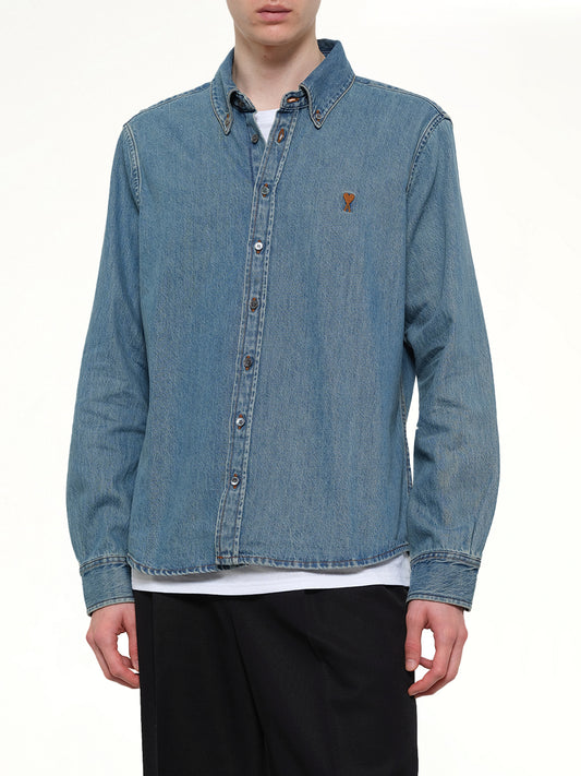 Contrasted Ami De Coeur Shirt in Blue