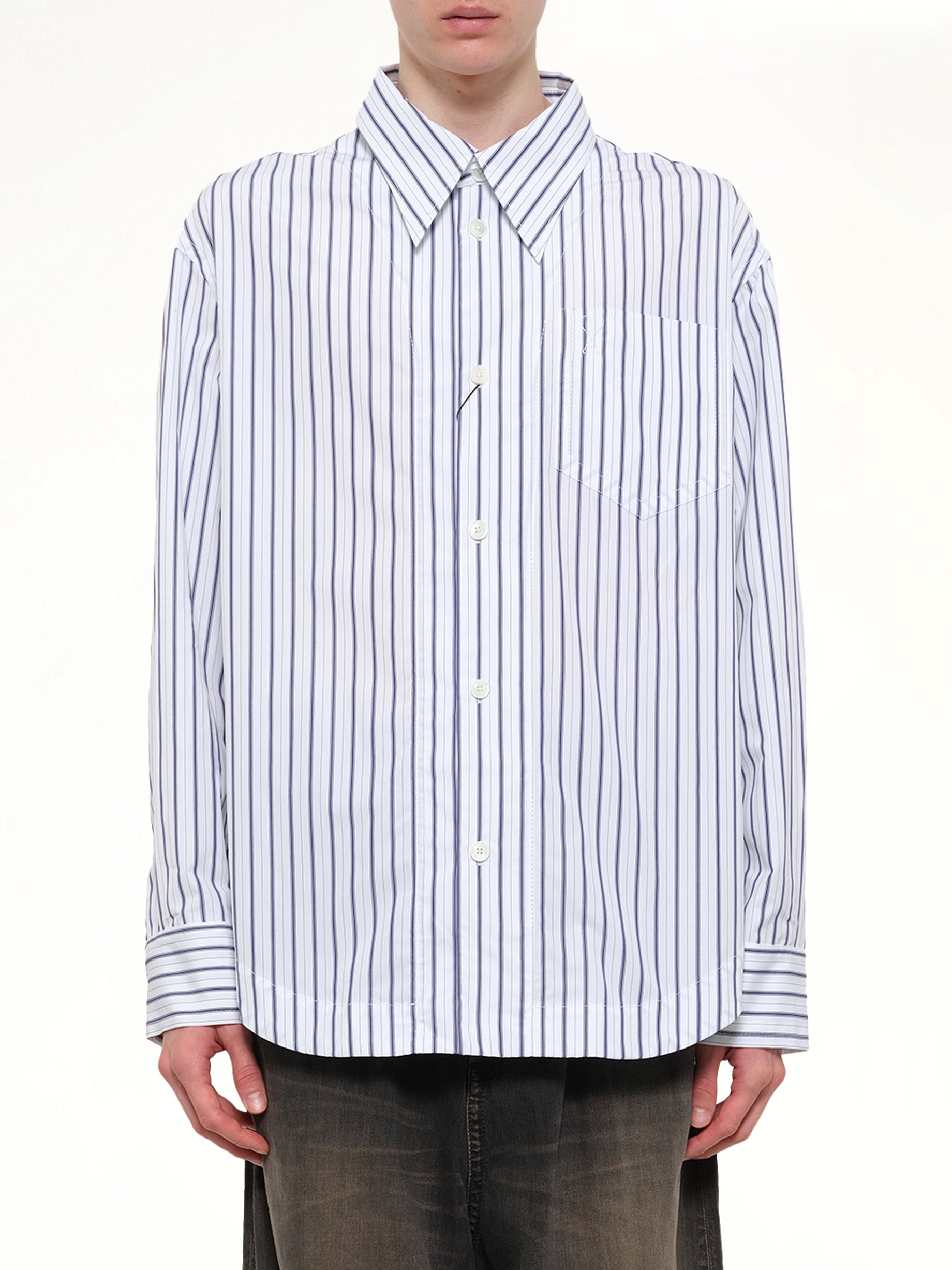 Embossed ADC Stripe Shirt in White
