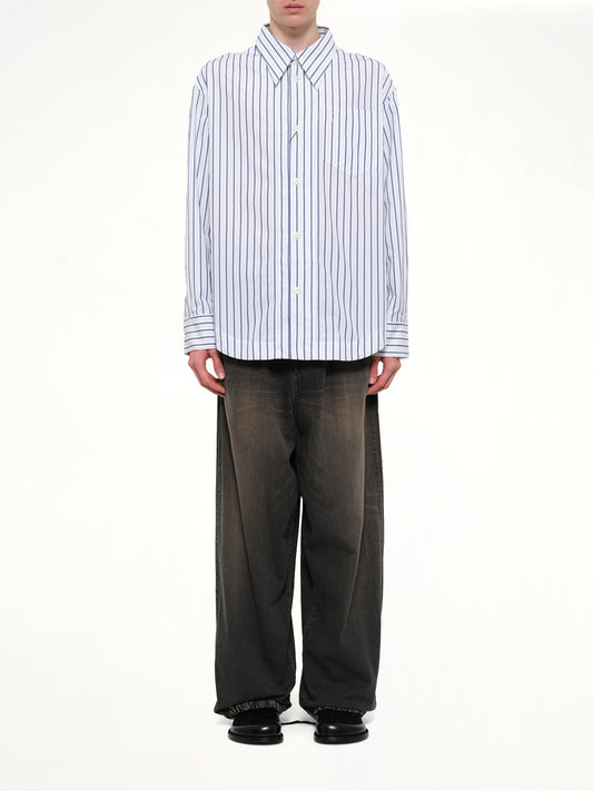 Embossed ADC Stripe Shirt in White