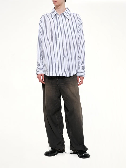 Embossed ADC Stripe Shirt in White
