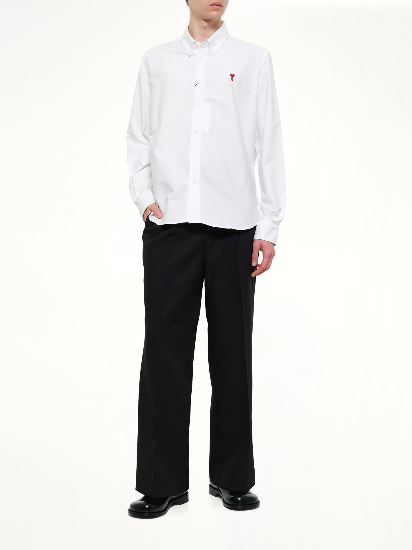 Embroidered ADC Long Sleeve Shirt in White
