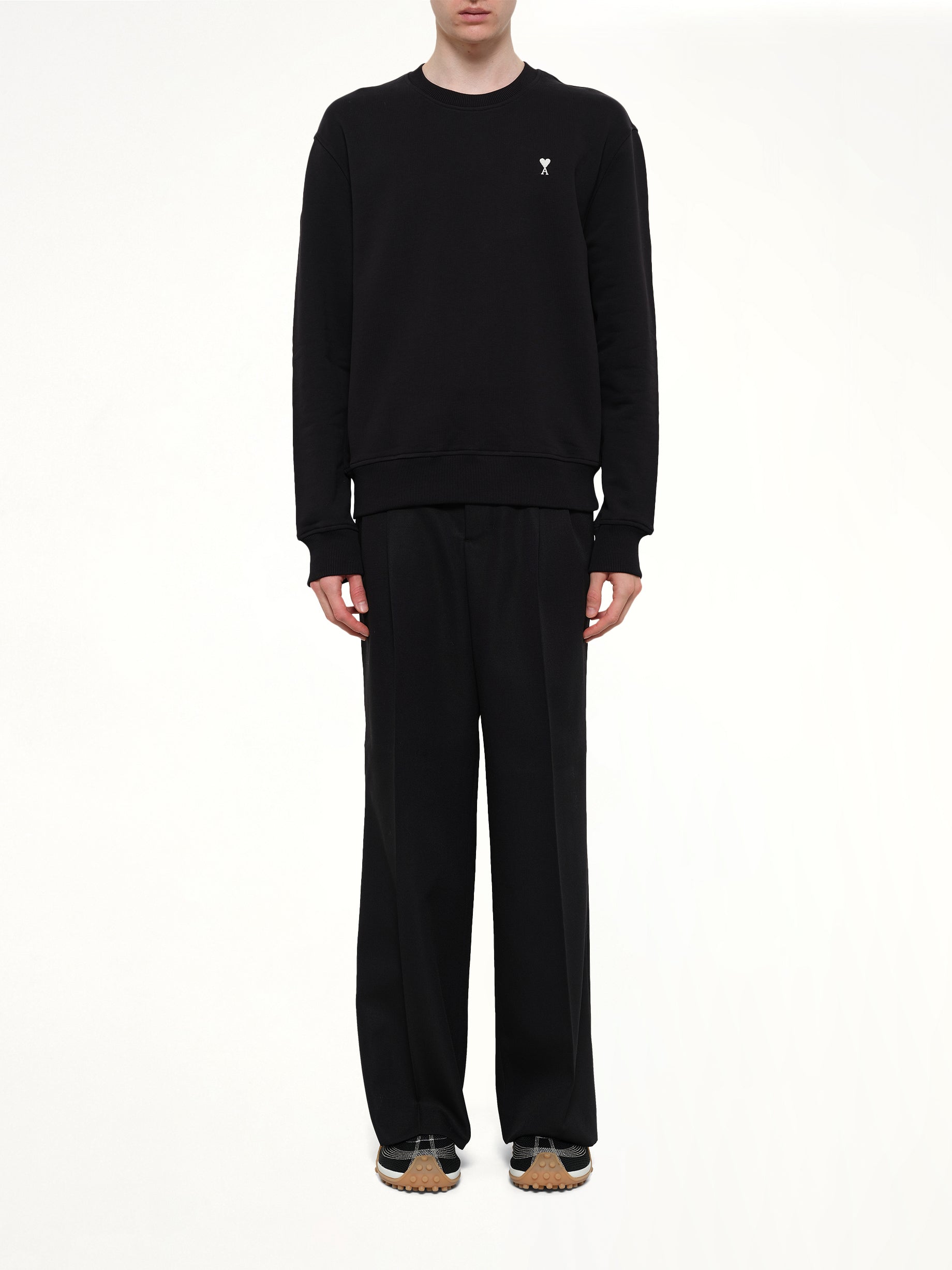 AMI PARIS Contrasted ADC Sweatshirt in Black Model View from MARAIS
