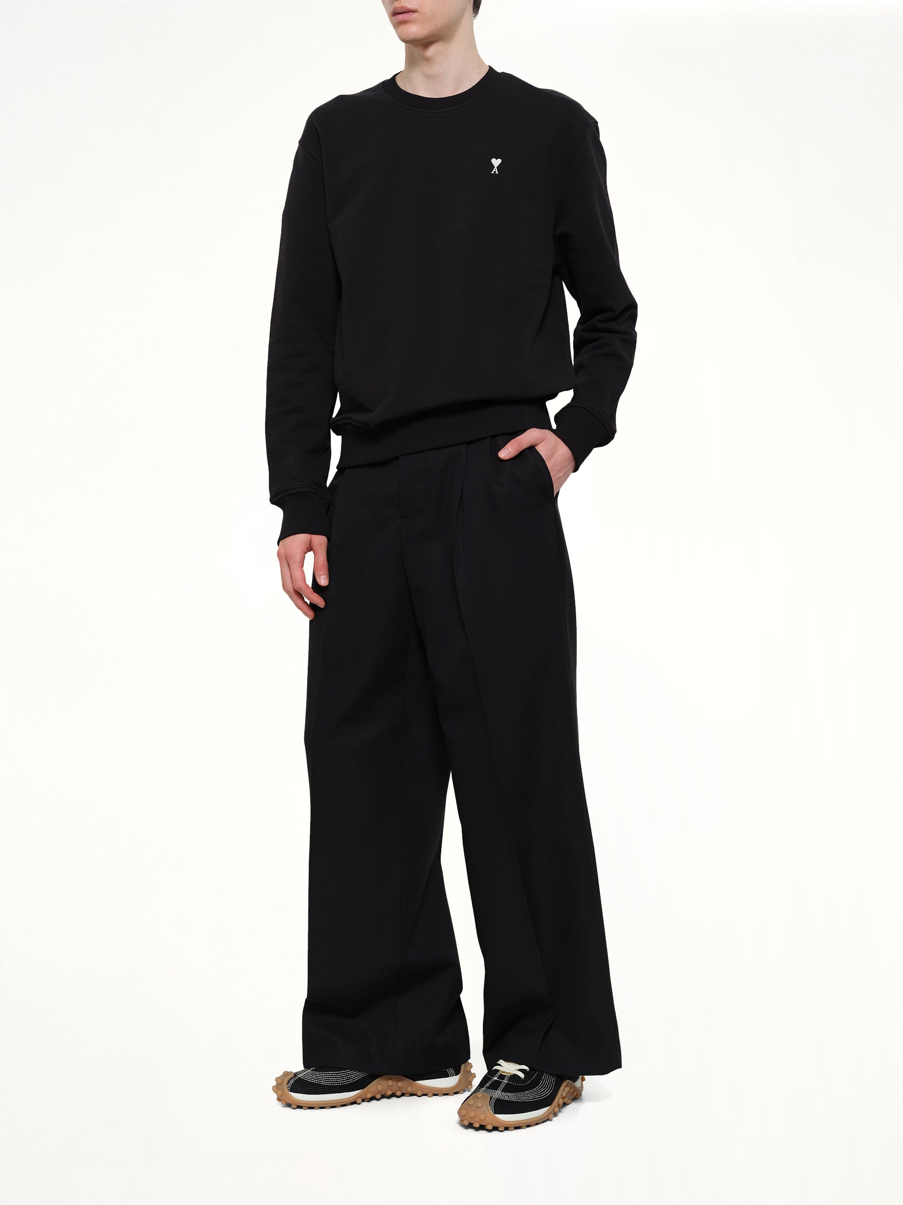 AMI PARIS Contrasted ADC Sweatshirt in Black Full Reference from MARAIS