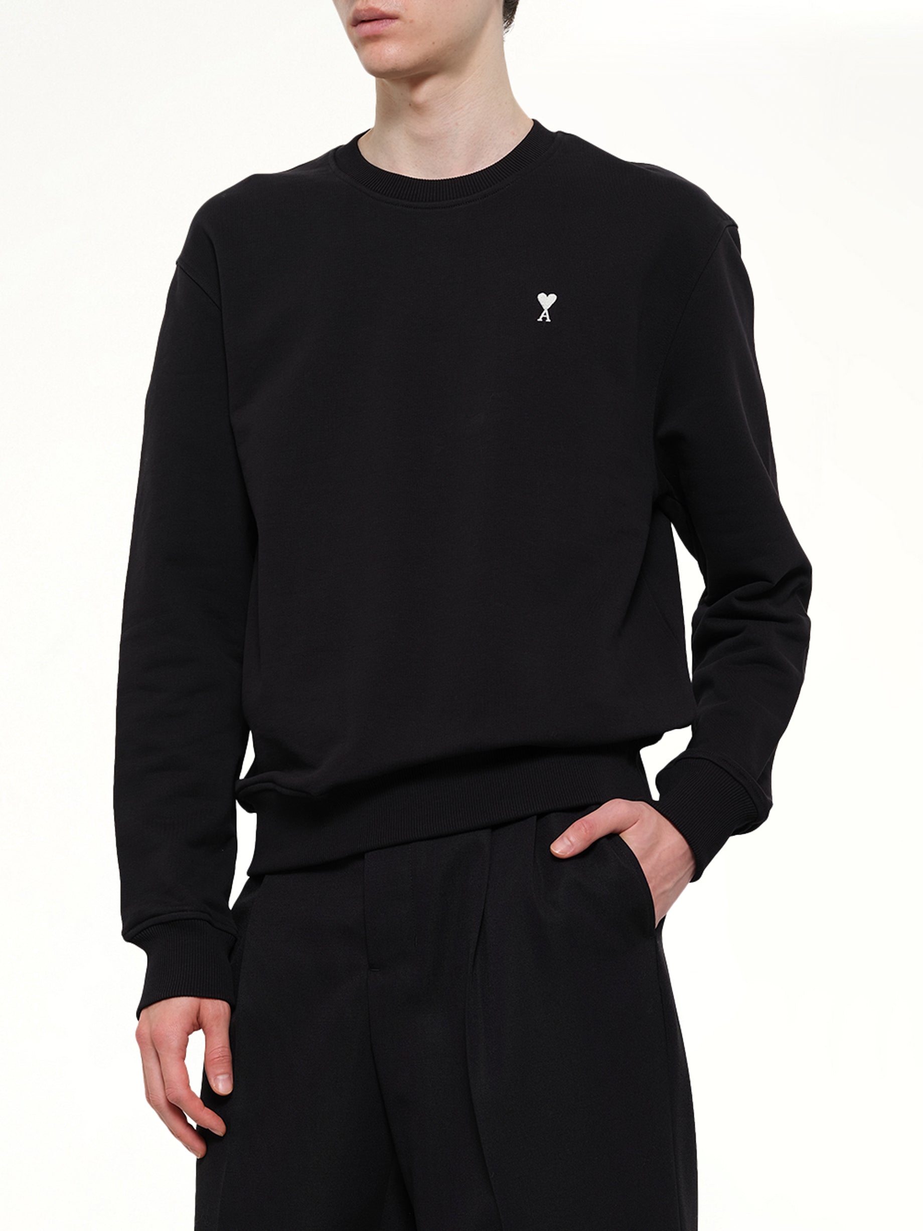 AMI PARIS Contrasted ADC Sweatshirt in Black Detail Shot from MARAIS