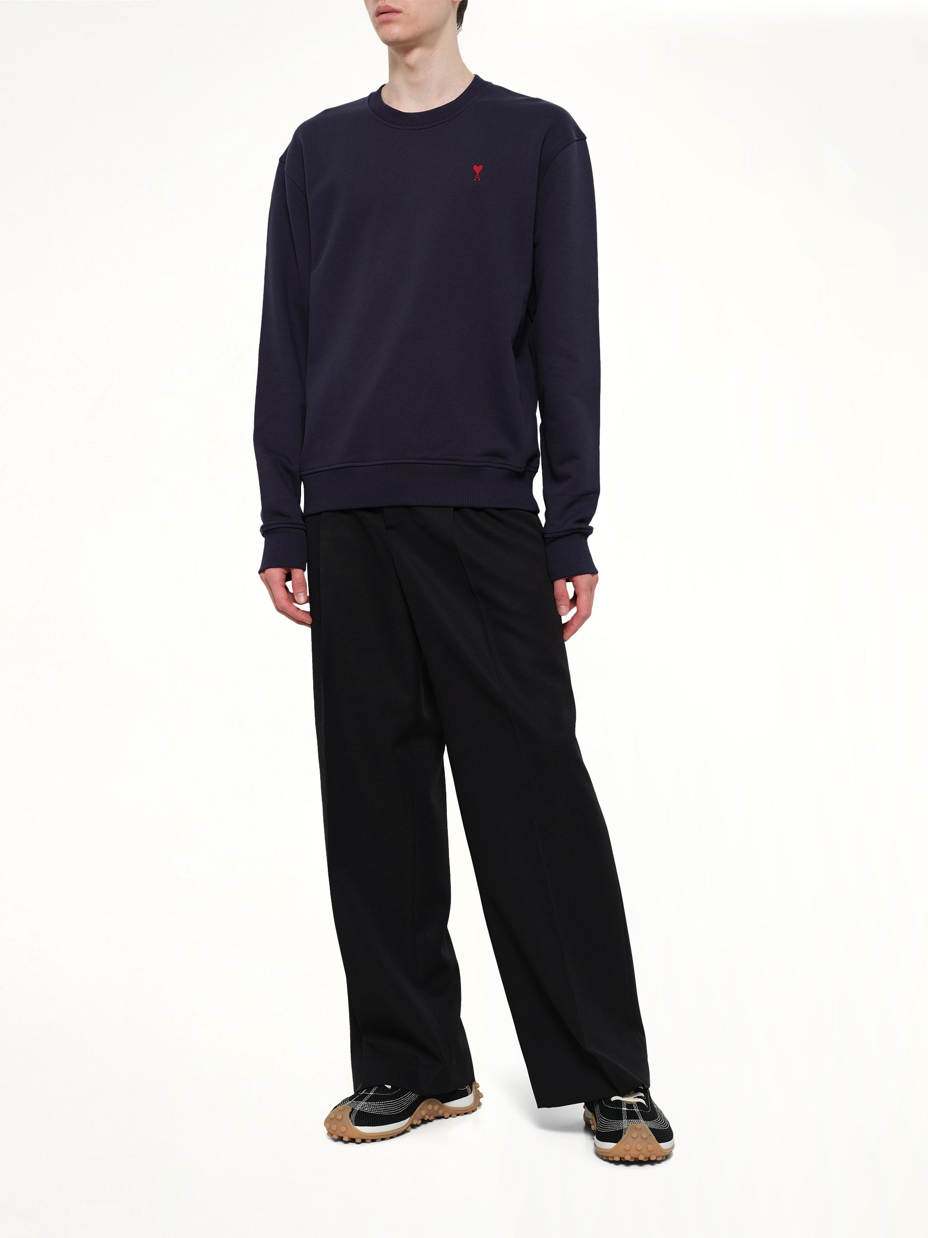 AMI PARIS Red Ami De Coeur Sweatshirt in Navy Full Reference from MARAIS