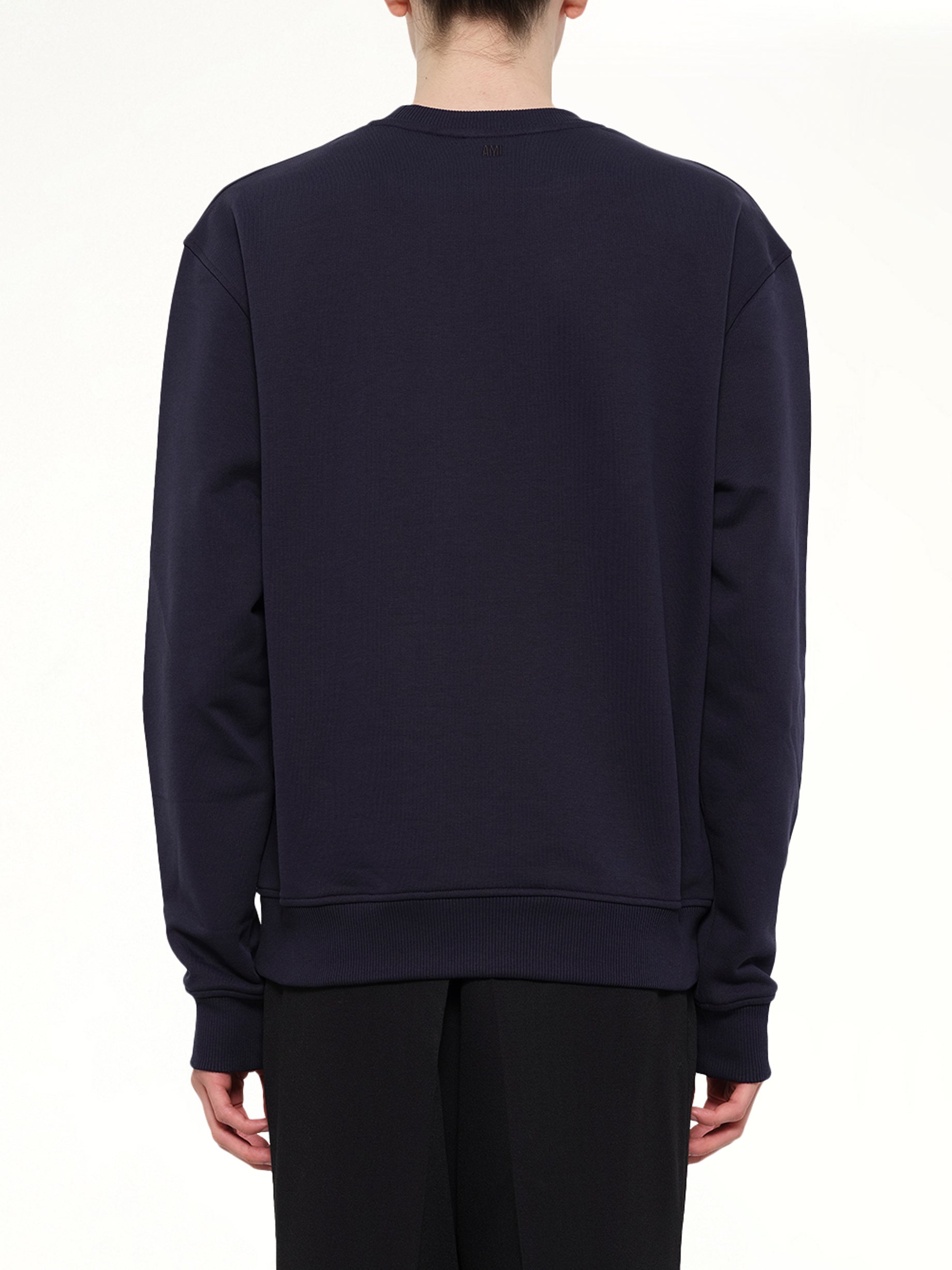 AMI PARIS Red Ami De Coeur Sweatshirt in Navy Back View from MARAIS