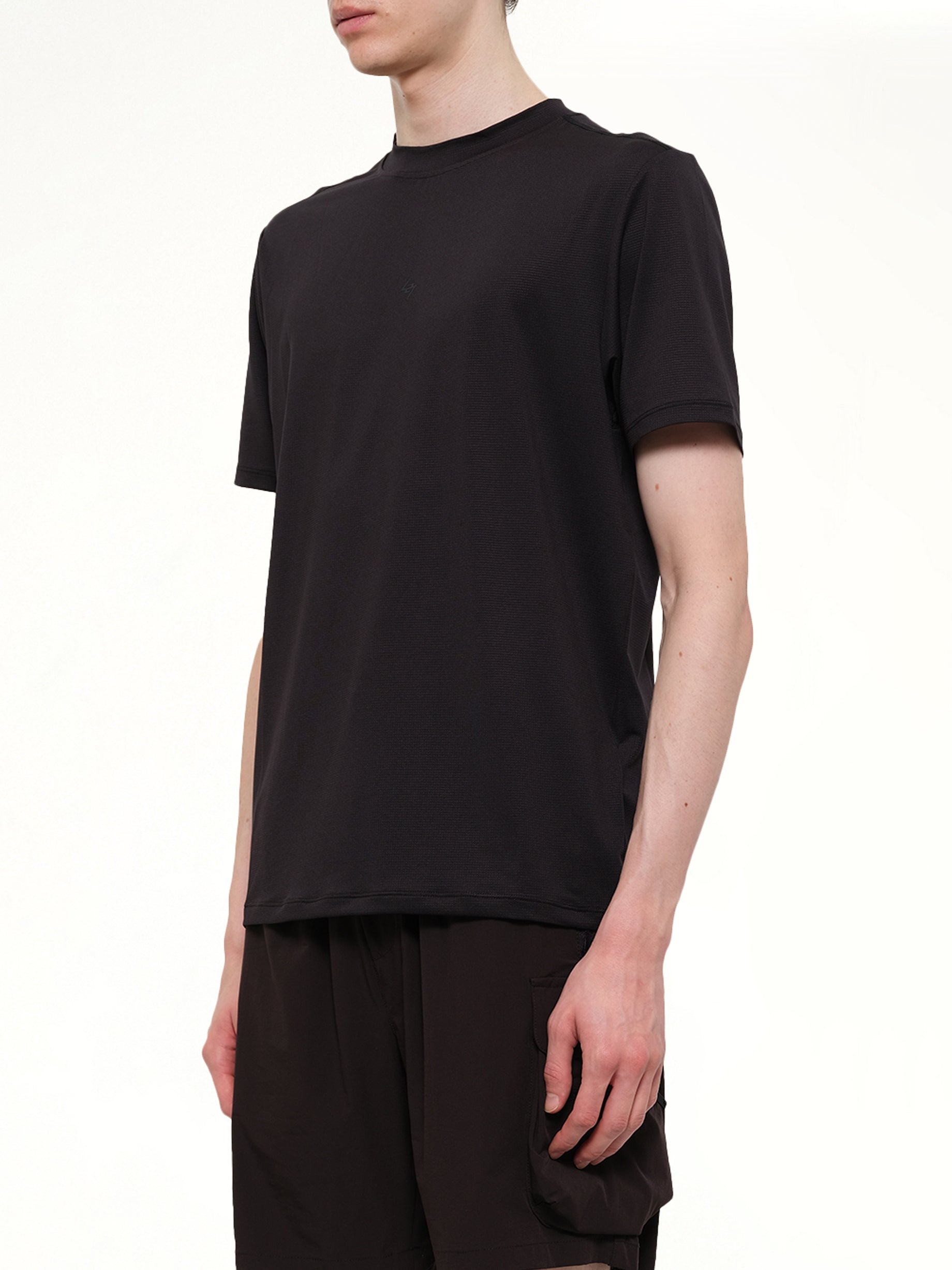 REPRESENT , 247 DNA Mesh T-Shirt in Jet Black Side View from MARAIS