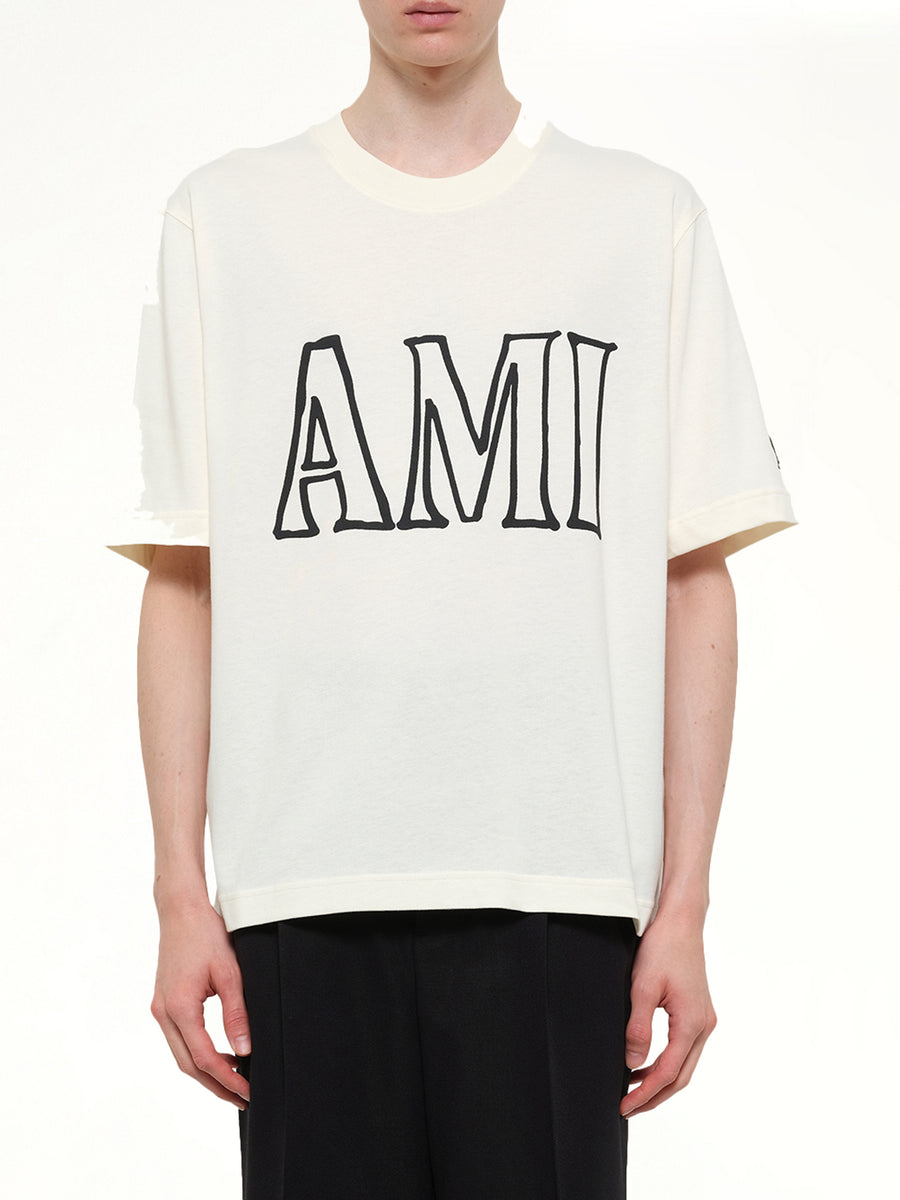 Ami Paris Boxy Fit T-Shirt in White