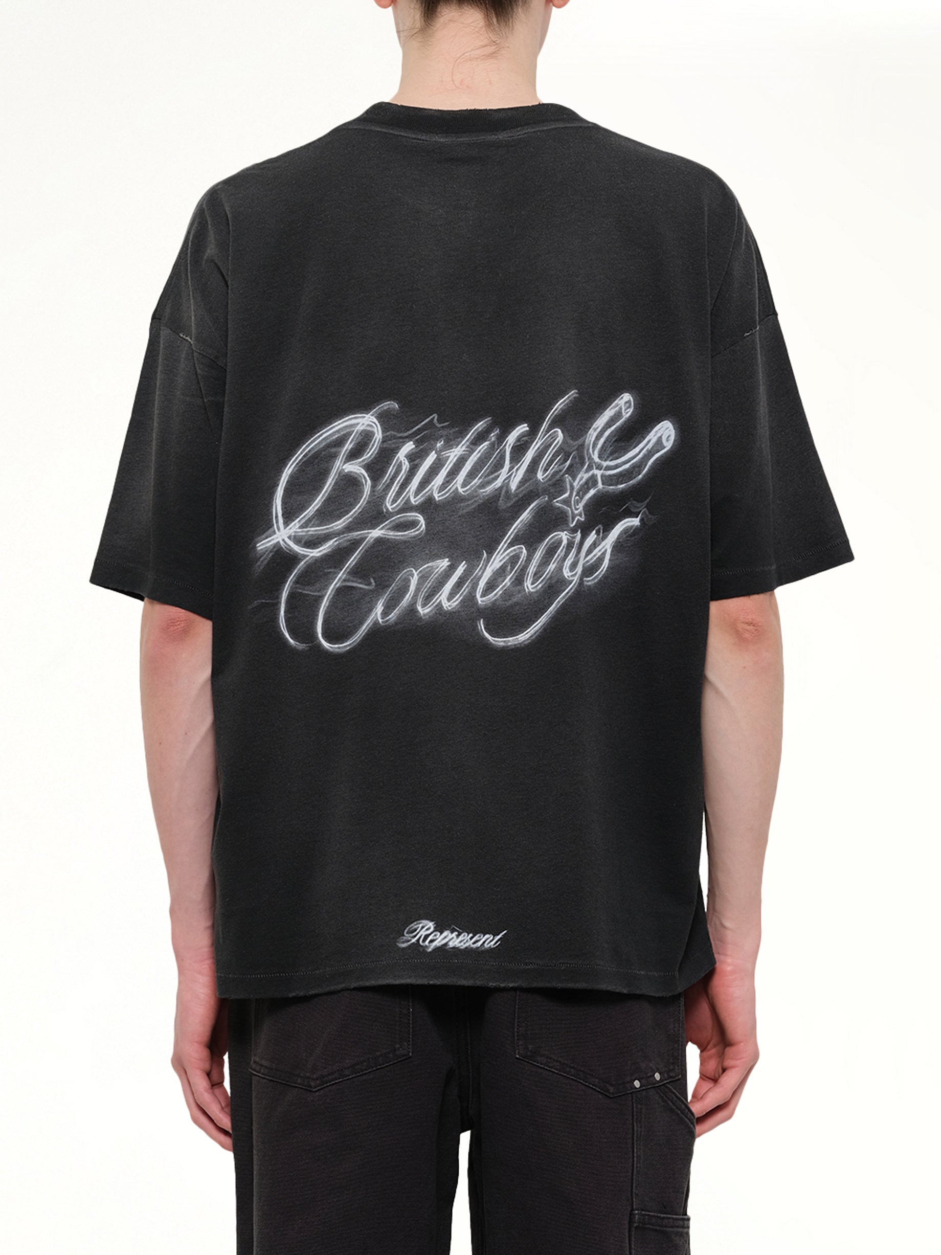 REPRESENT British Cowboys T-Shirt in Stained Black Back View from MARAIS