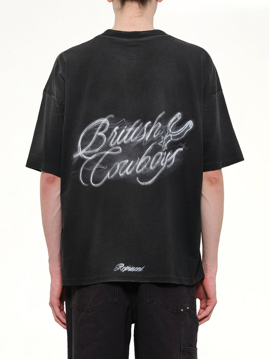British Cowboys T-Shirt in Stained Black