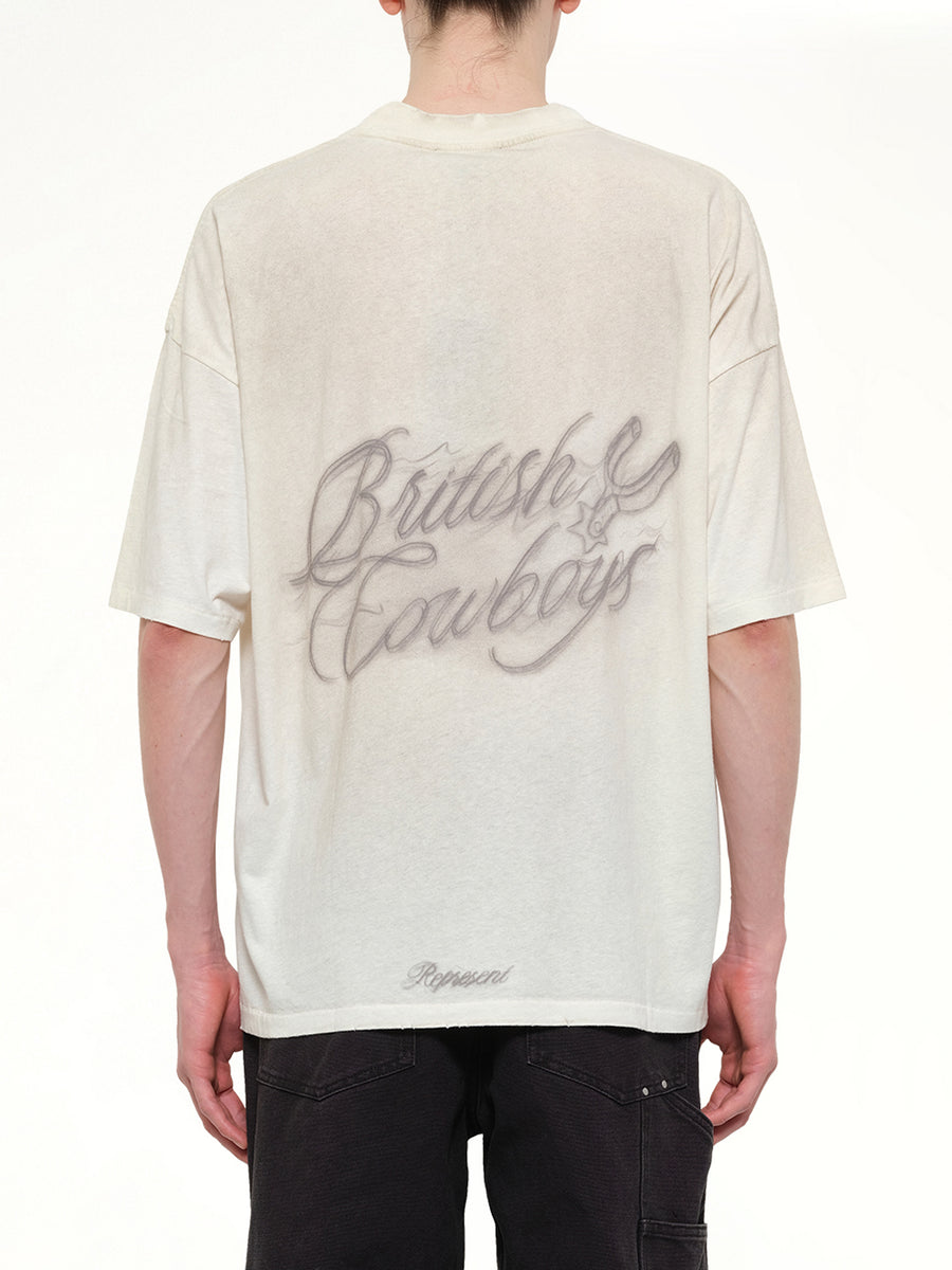 British Cowboys T-Shirt in Washed Ecru