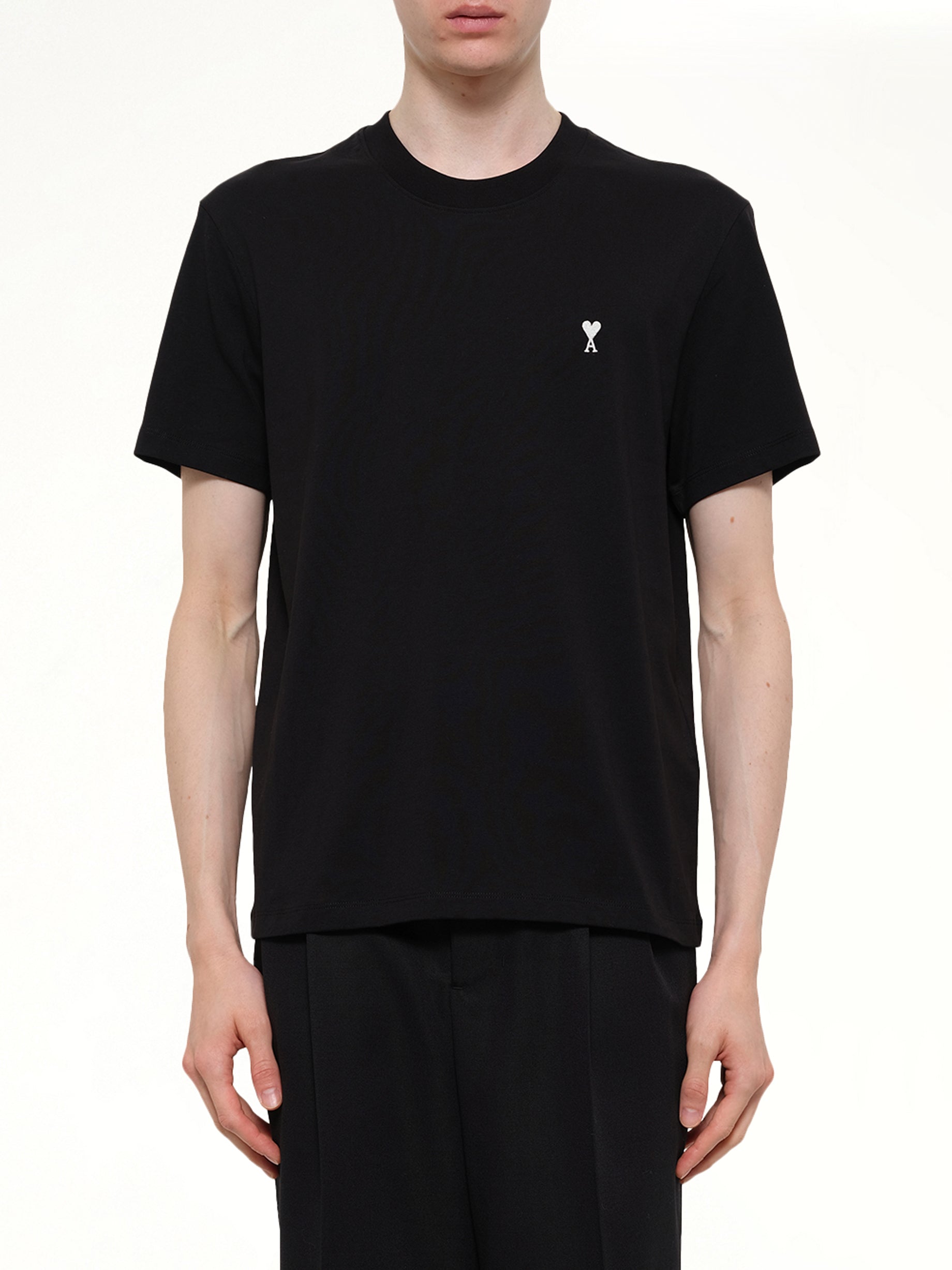 Contrasted Ami De Coeur T-Shirt in Black