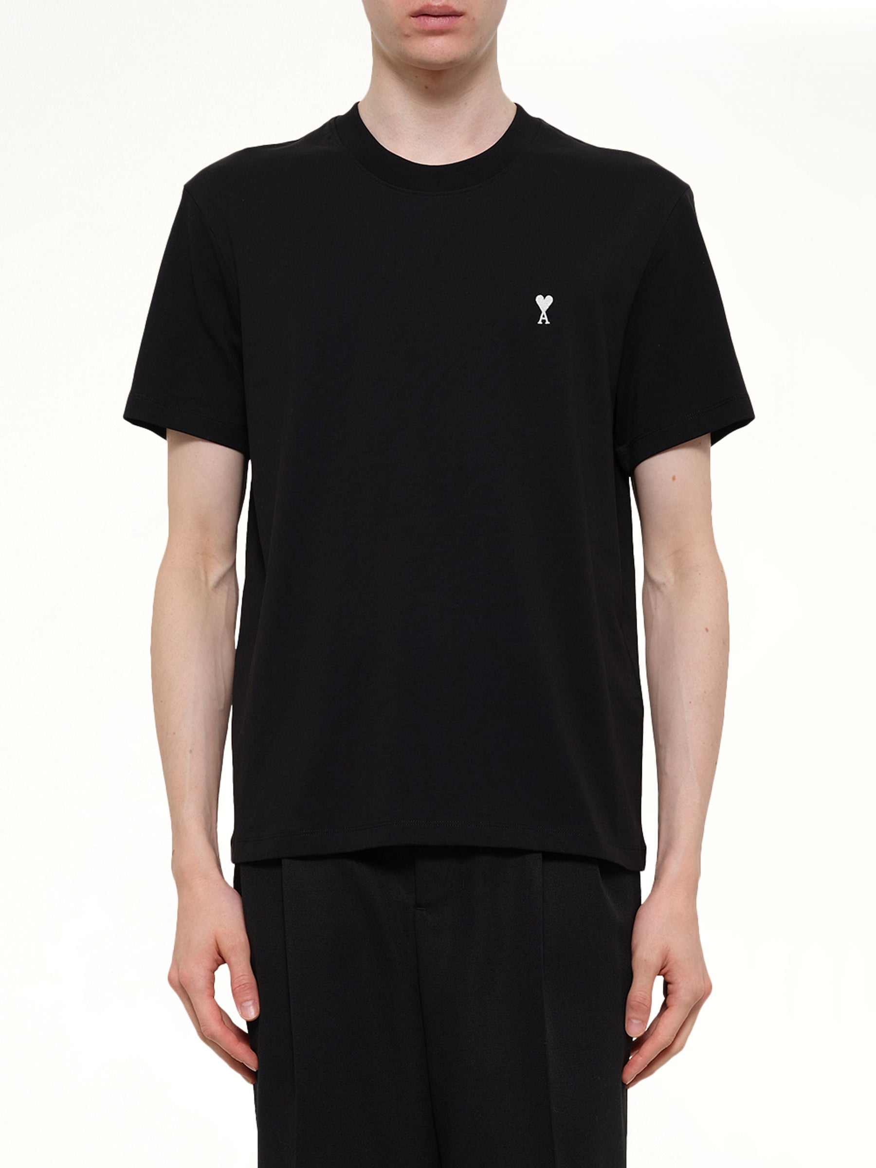 Contrasted Ami De Coeur T-Shirt in Black