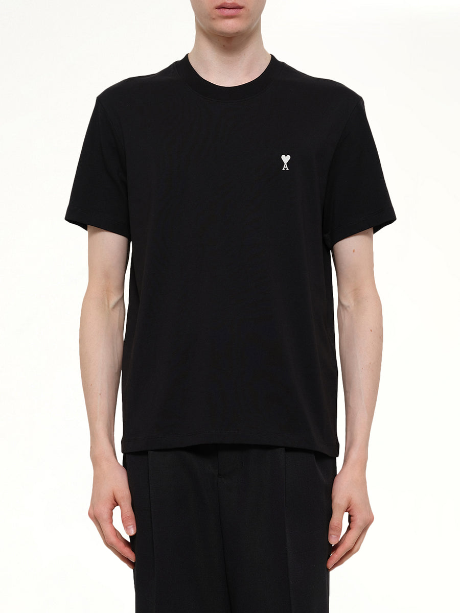 Contrasted Ami De Coeur T-Shirt in Black