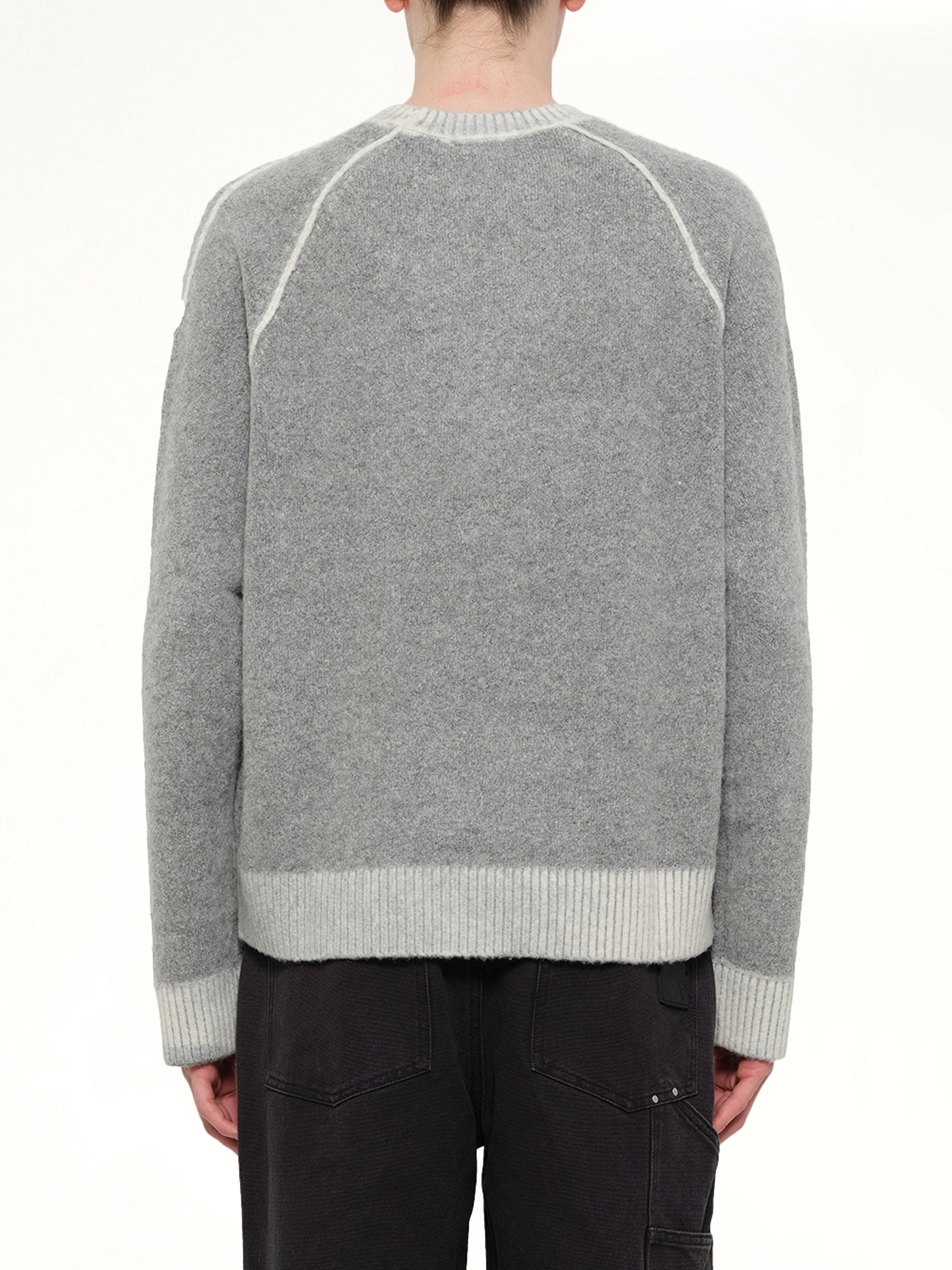 REPRESENT Laurel Knit Sweatshirt in Sun Fade Grey Back View from MARAIS