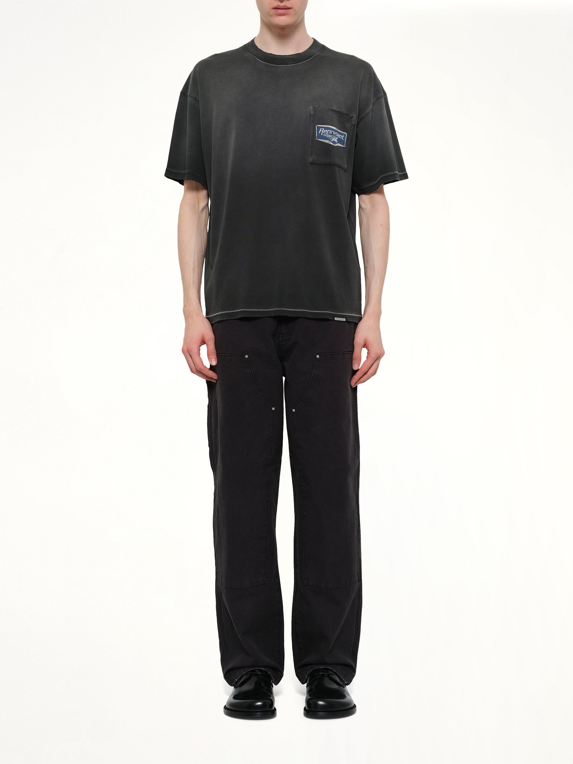 REPRESENT Nothing Faster T-Shirt in Stained Black Model View from MARAIS
