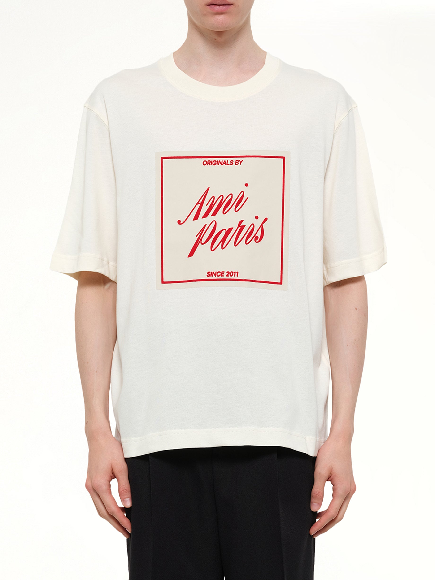 Signature Print Boxy Fit T-Shirt in White