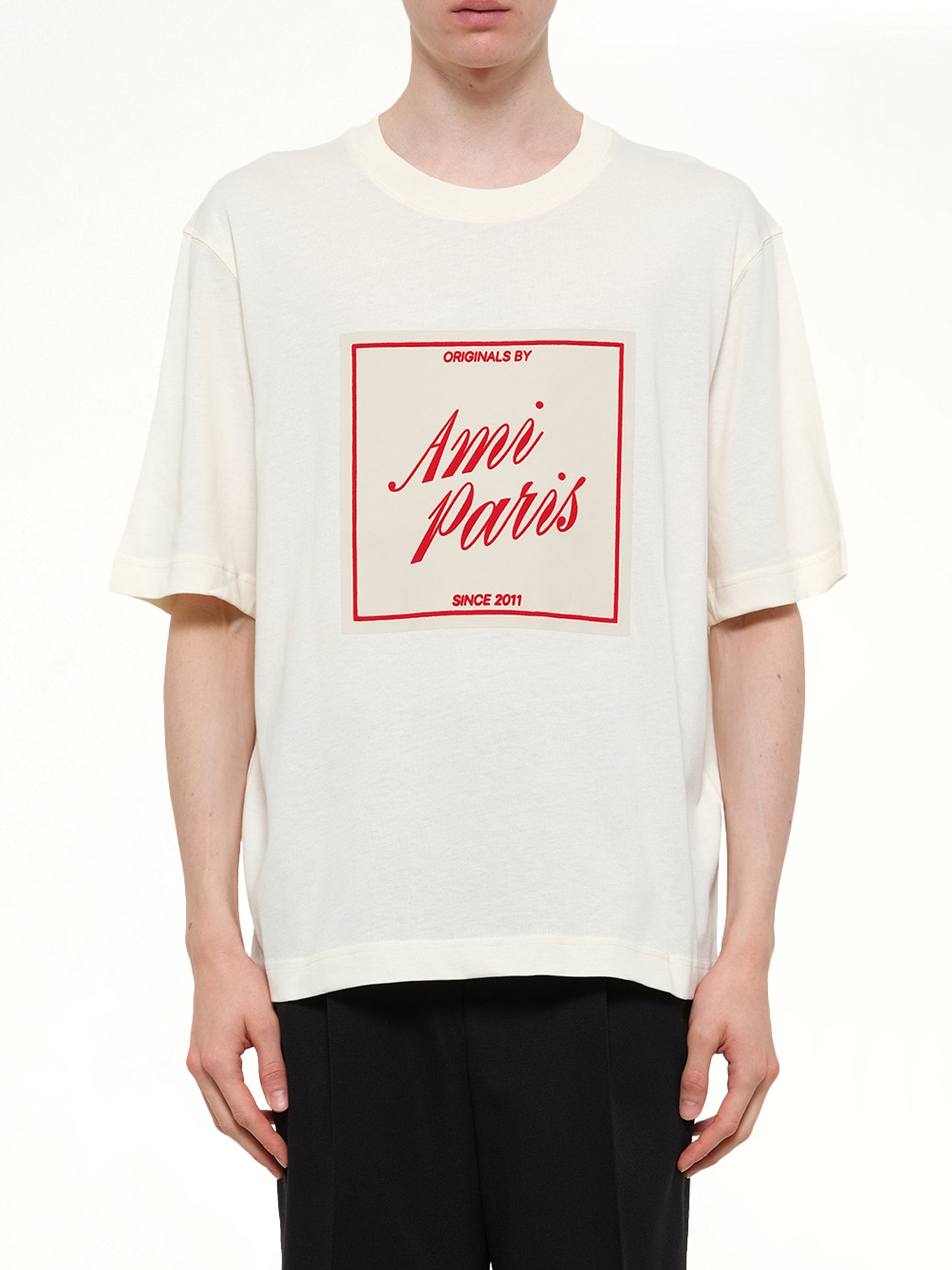 Signature Print Boxy Fit T-Shirt in White