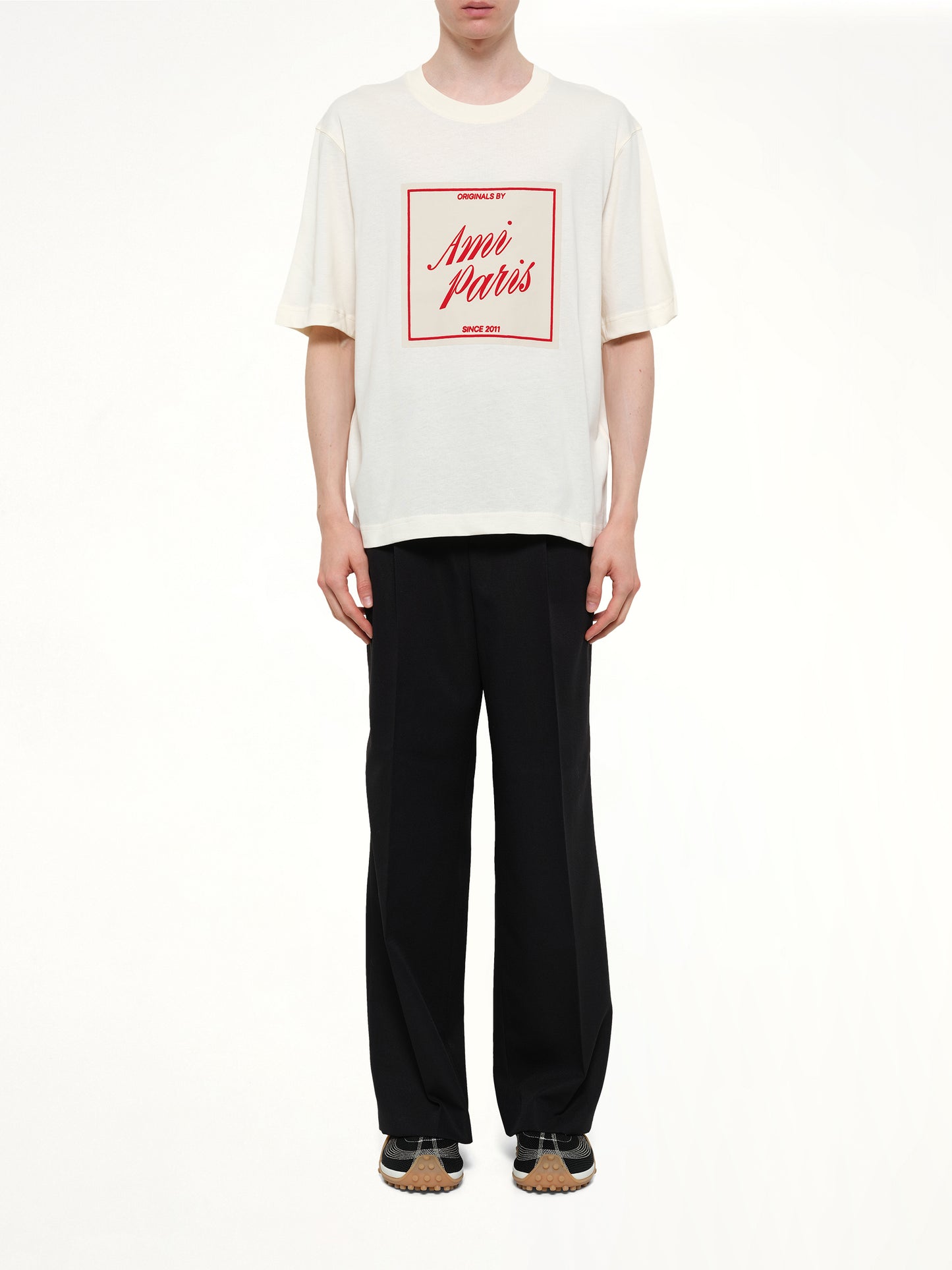 Signature Print Boxy Fit T-Shirt in White