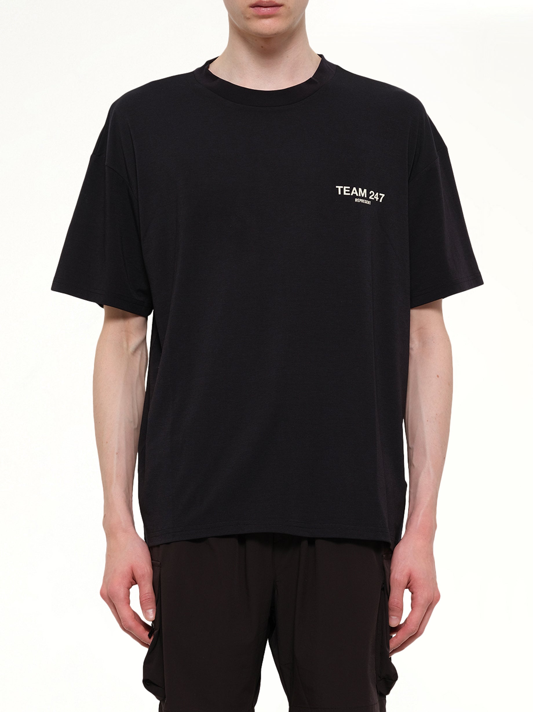 REPRESENT Team 247 Oversized T-Shirt in Jet Black Front View from MARAIS