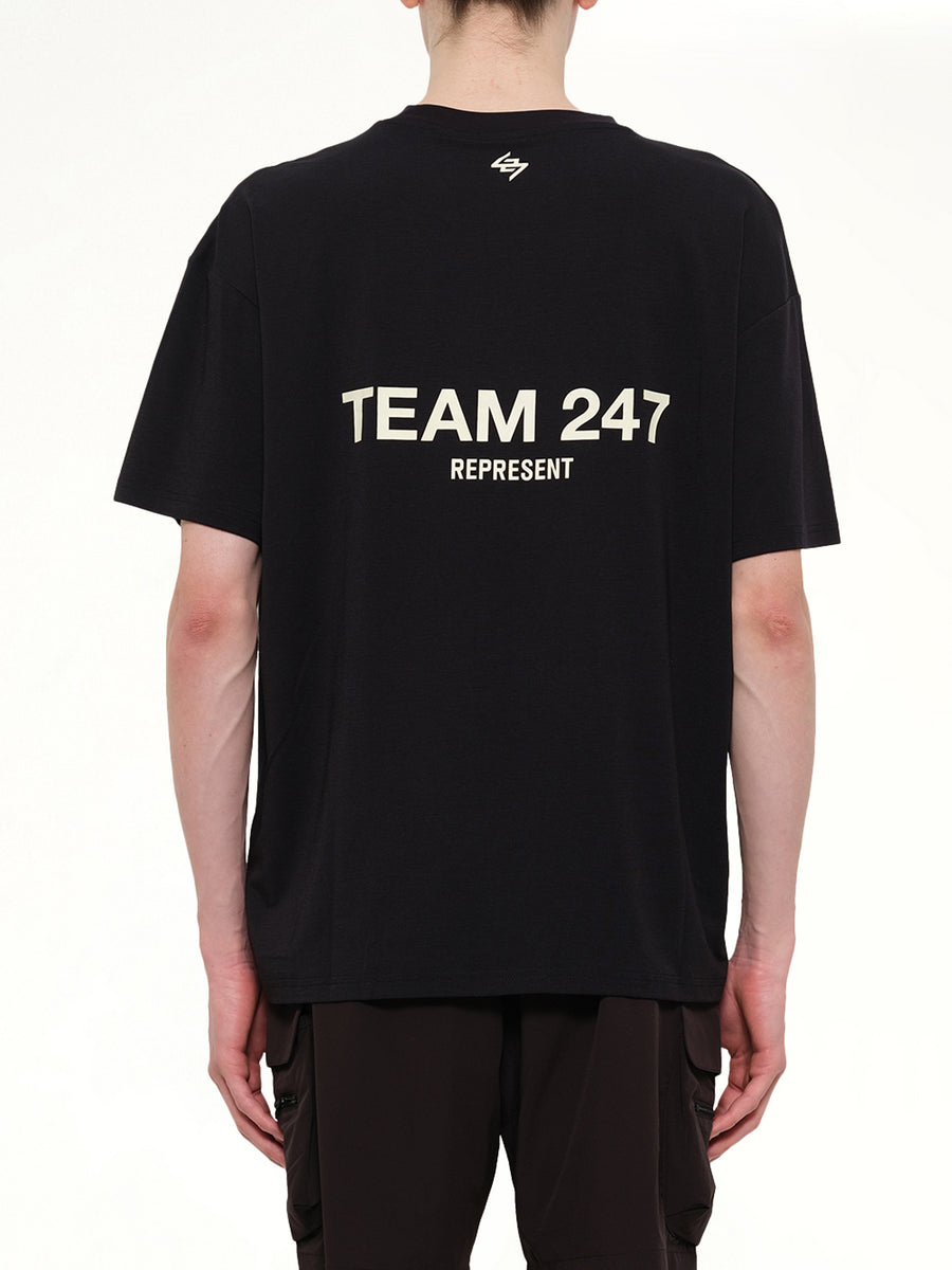 Team 247 Oversized T-Shirt in Jet Black