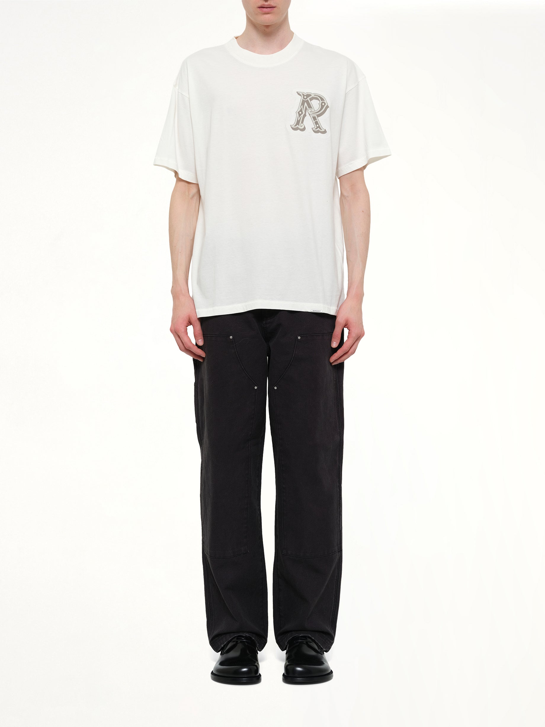 Western Initial T-Shirt in Flat White