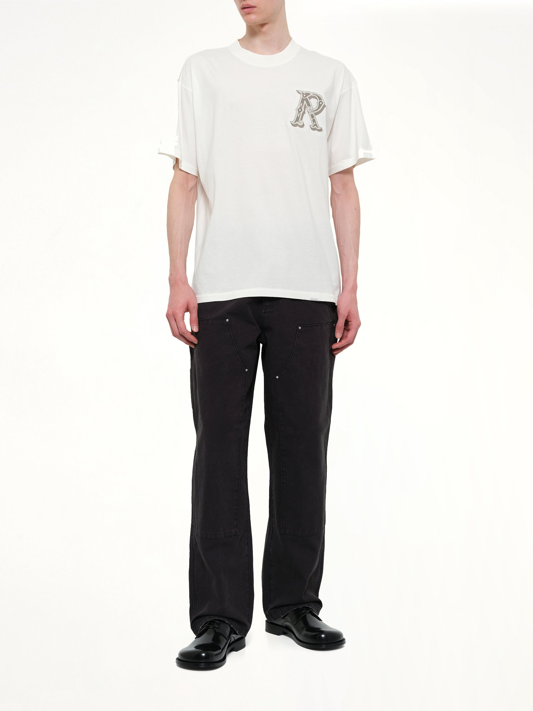 Western Initial T-Shirt in Flat White