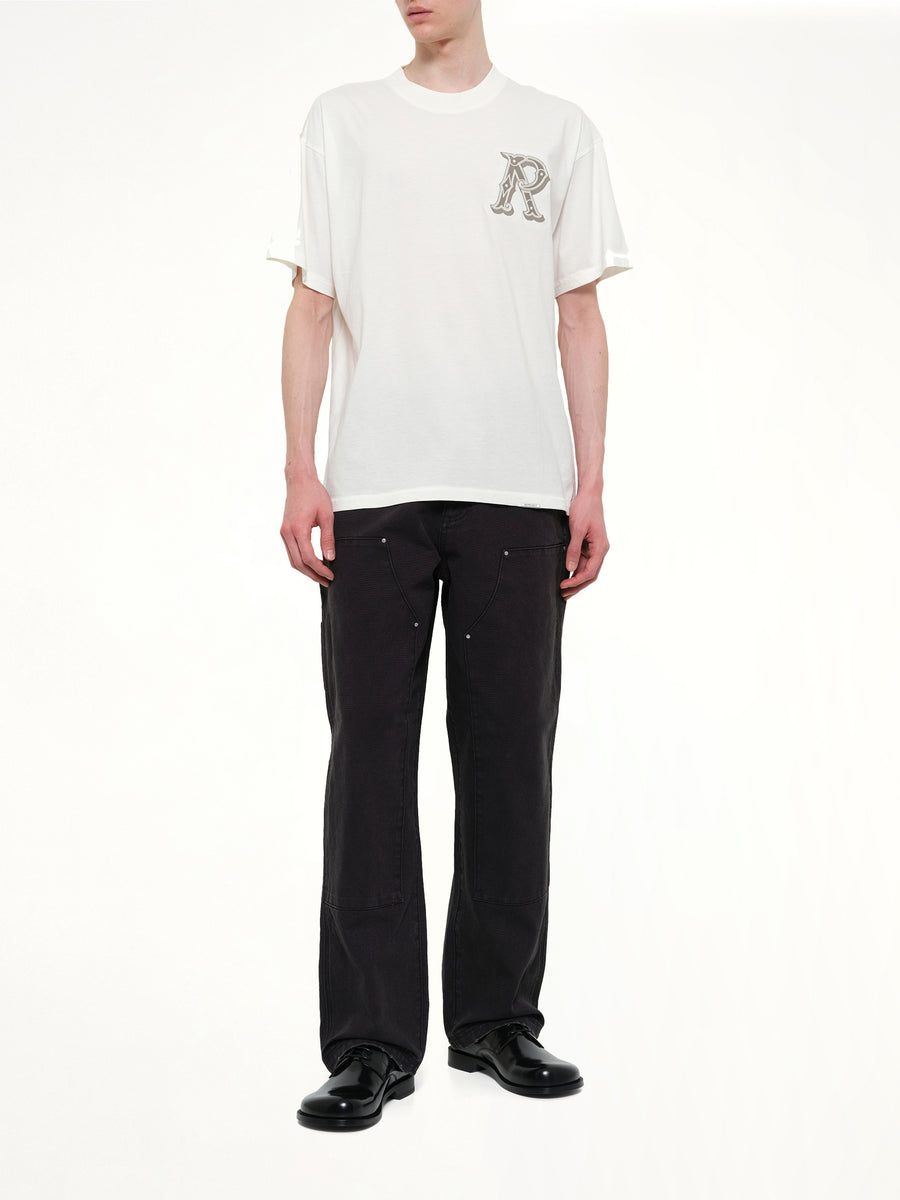 Western Initial T-Shirt in Flat White