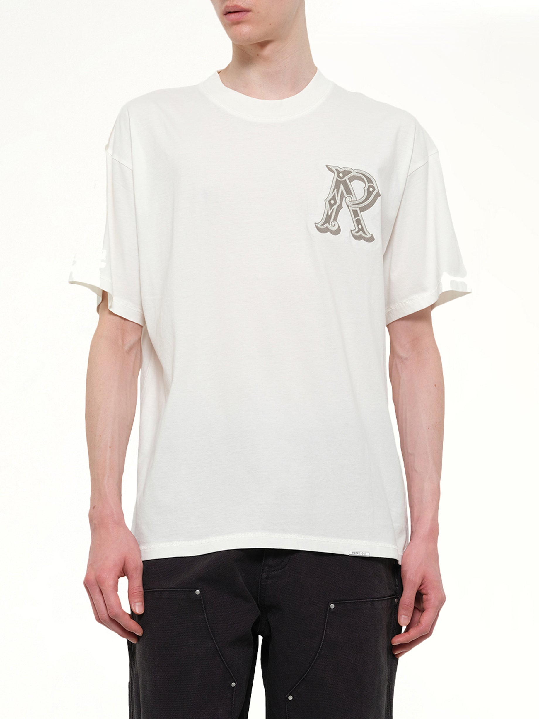 Western Initial T-Shirt in Flat White