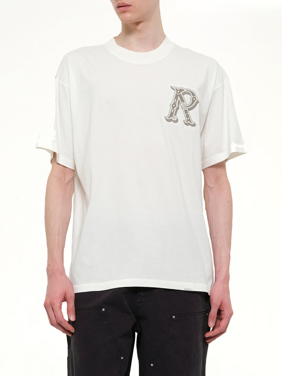 Western Initial T-Shirt in Flat White