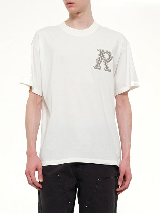 Western Initial T-Shirt in Flat White