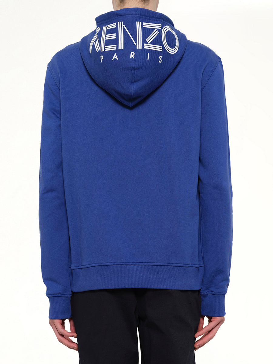Logo Zip Hoodie in Blue