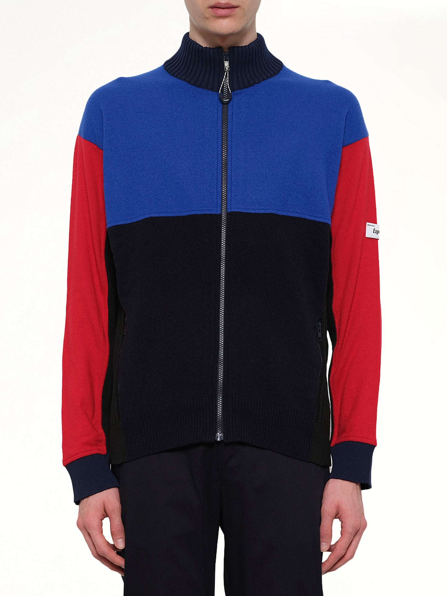 Colorblock Zip Jacket in Blue/Black/Red
