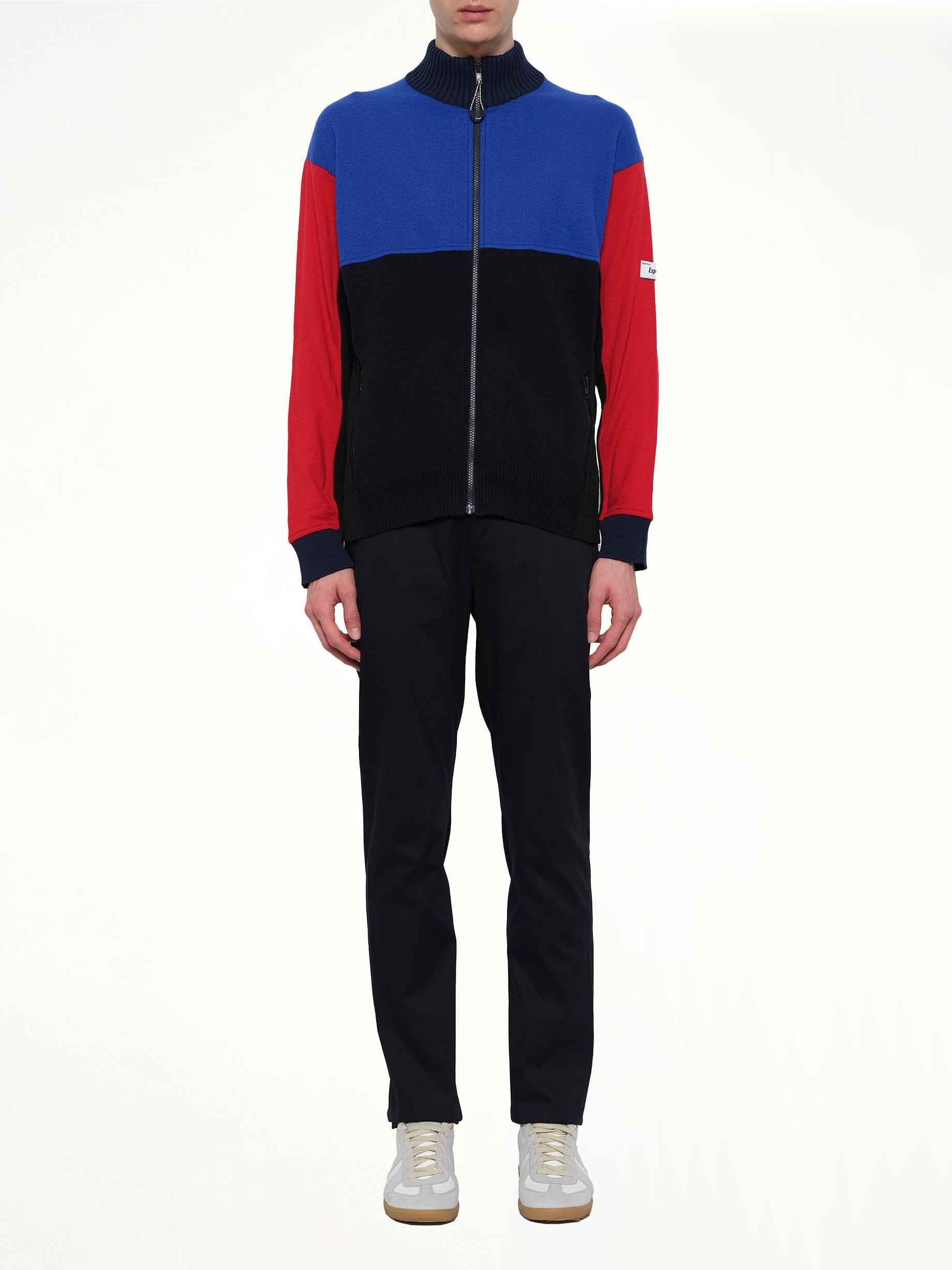 KENZO Colorblock Zip Jacket in Blue/Black/Red Product Photo from MARAIS