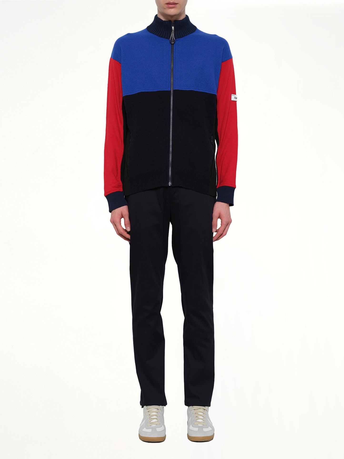 Colorblock Zip Jacket in Blue/Black/Red