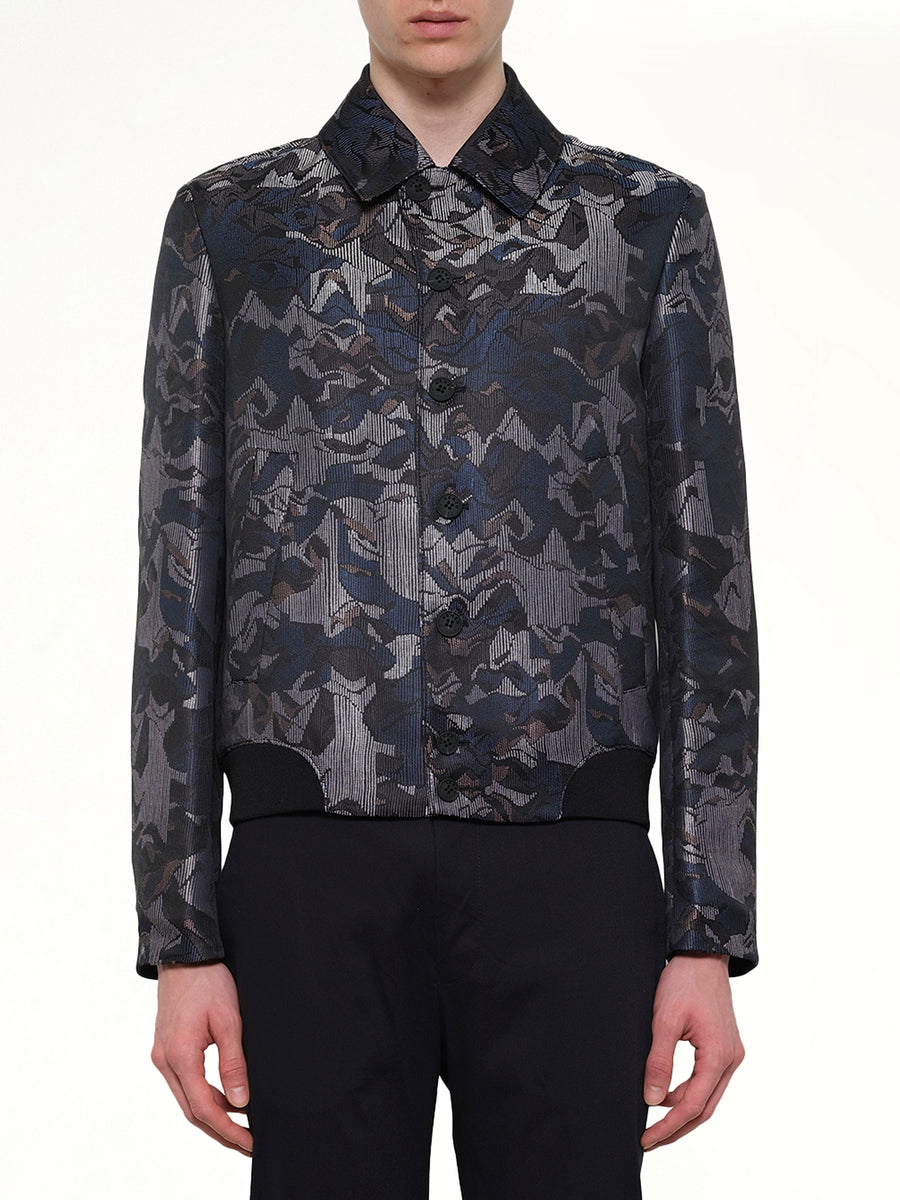 Jacquard Bomber Jacket in Blue